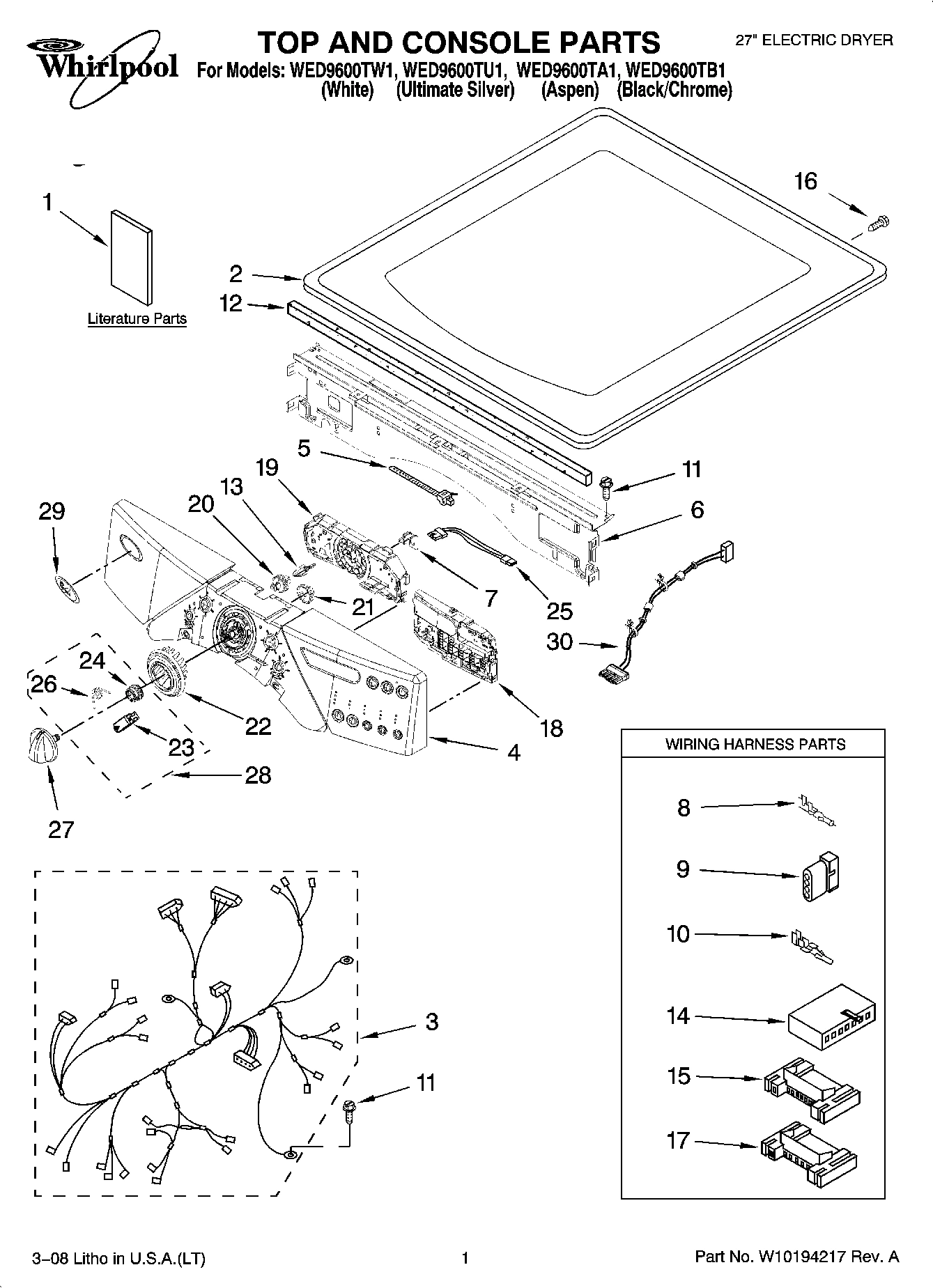01 - TOP AND CONSOLE PARTS