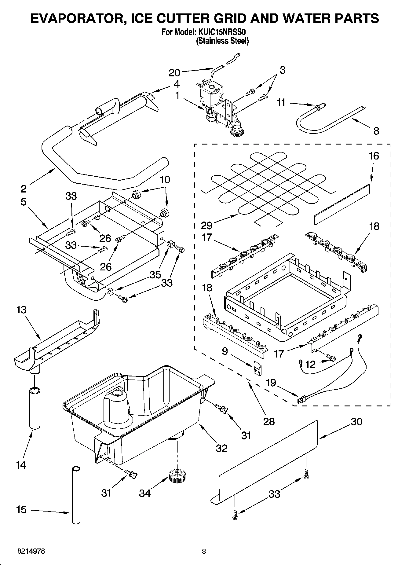 02 - EVAPORATOR, ICE CUTTER GRID AND WATER PARTS