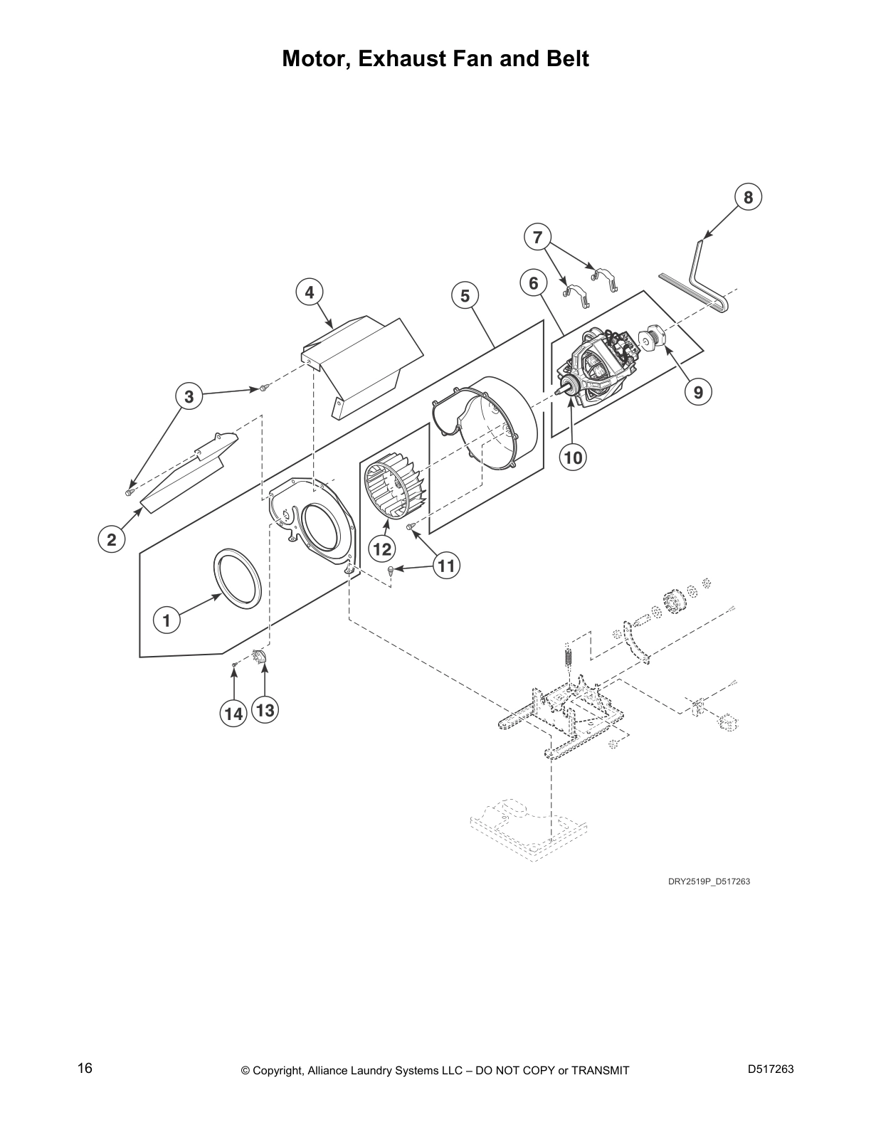 Motor, Exhaust Fan and Belt