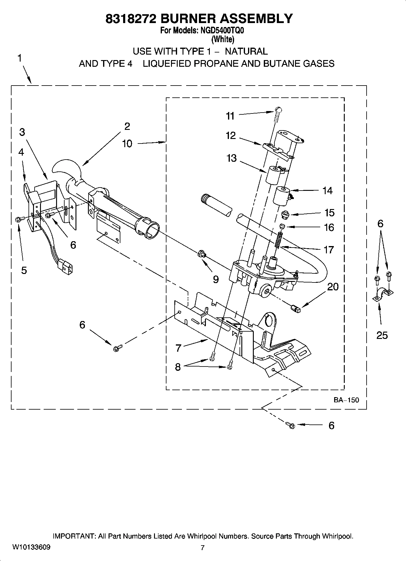 04 - 8318272 BURNER ASSEMBLY, OPTIONAL PARTS (NOT INCLUDED)