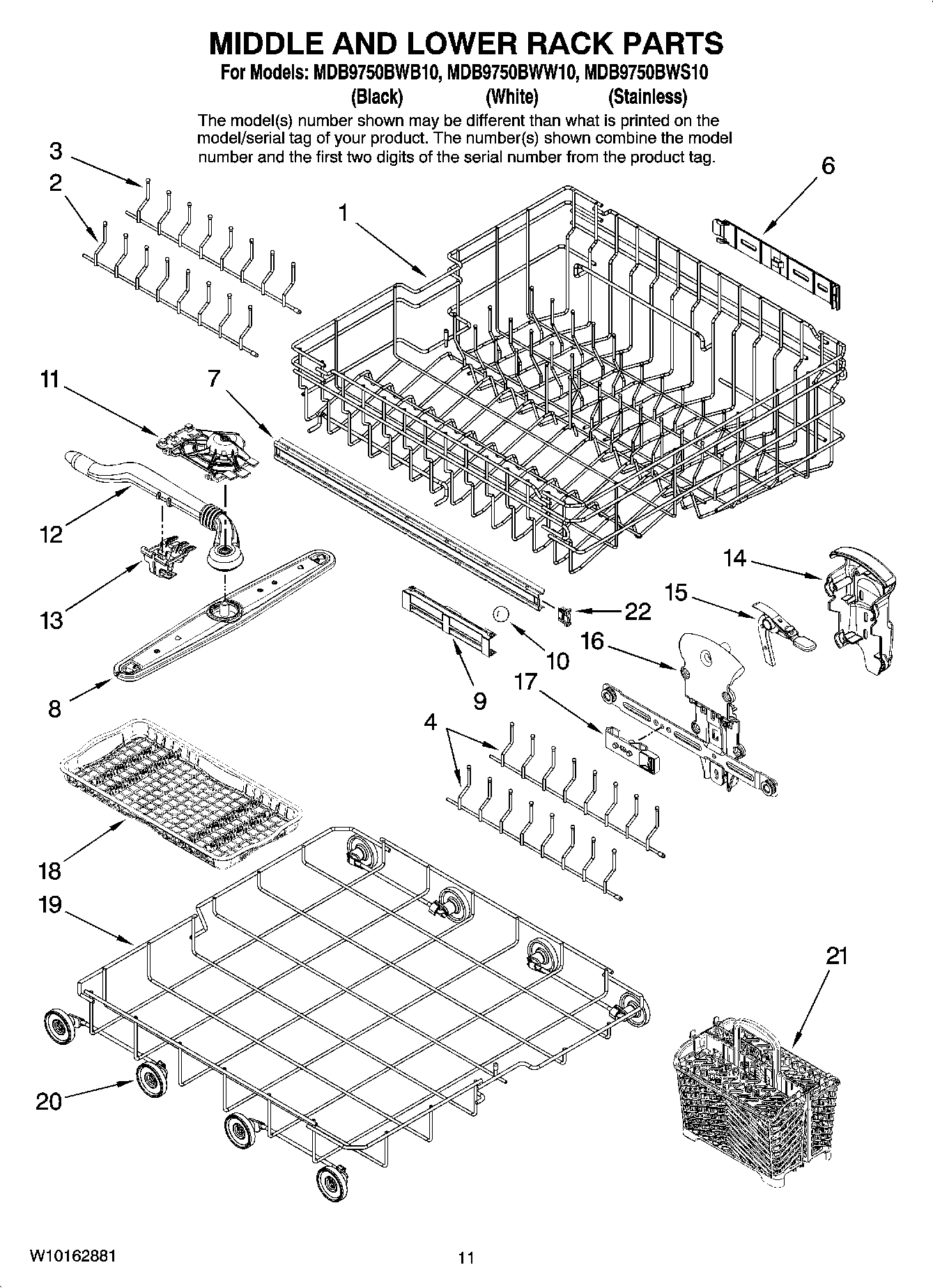 09 - MIDDLE AND LOWER RACK PARTS