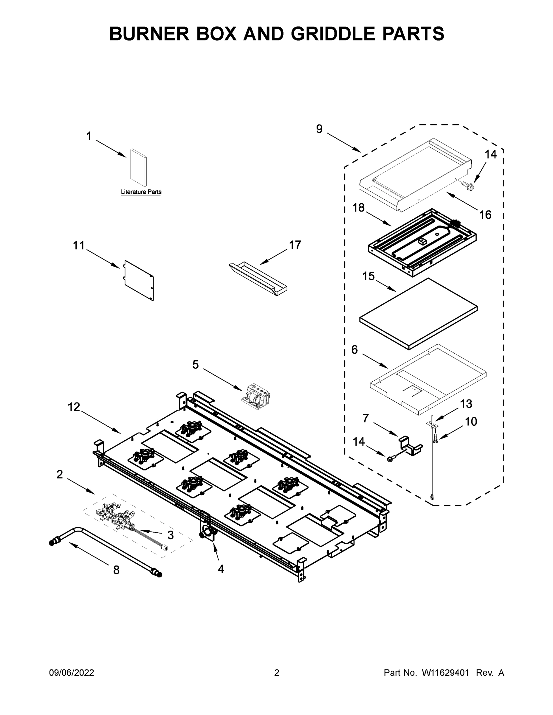 02 - BURNER BOX AND GRIDDLE PARTS