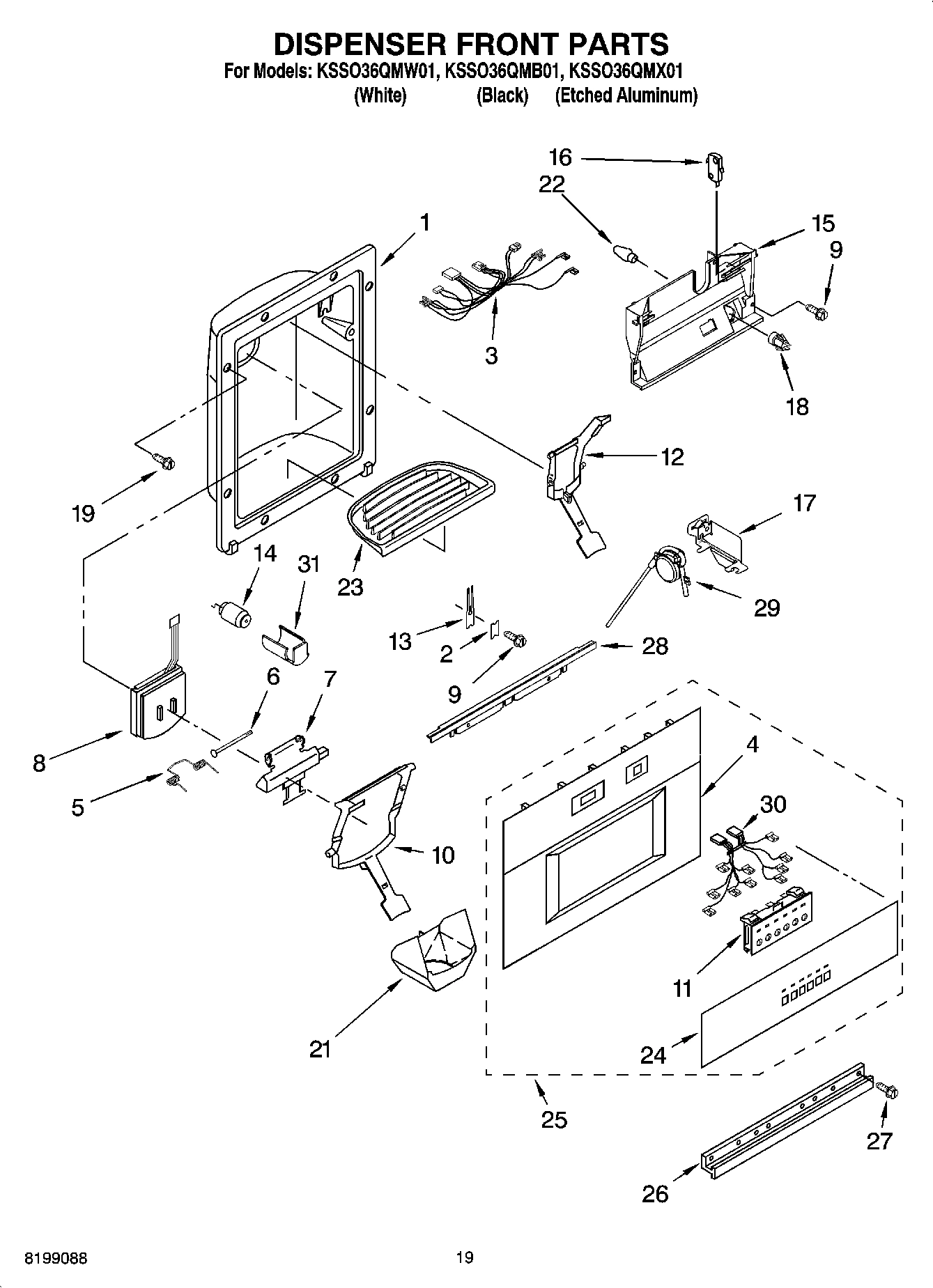 12 - DISPENSER AND FRONT PARTS
