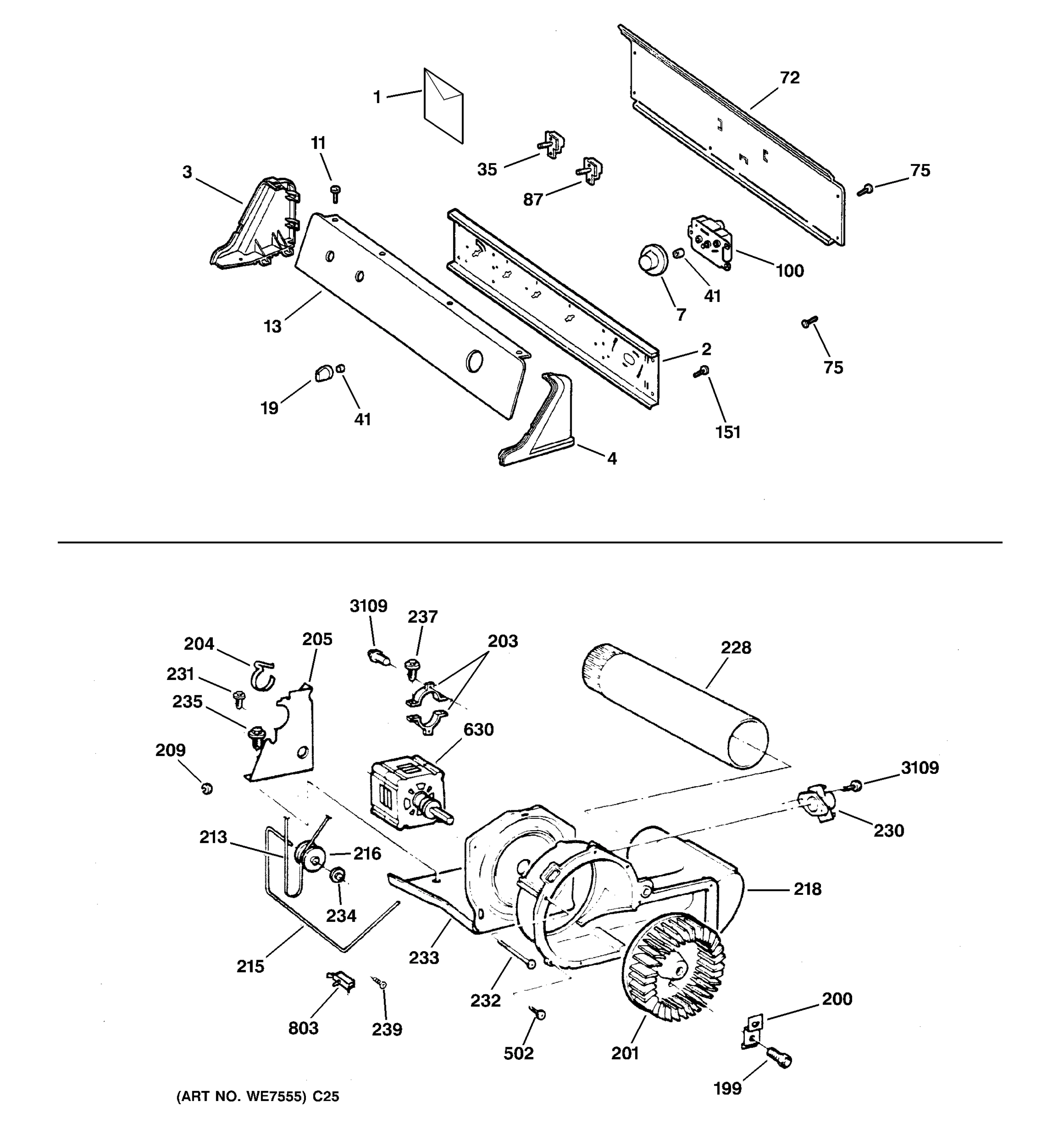 BACKSPLASH, BLOWER & MOTOR ASSEMBLY