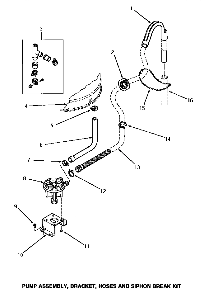 16 - PUMP ASSY/BRKT/HOSES & SIPHON BREAK KIT