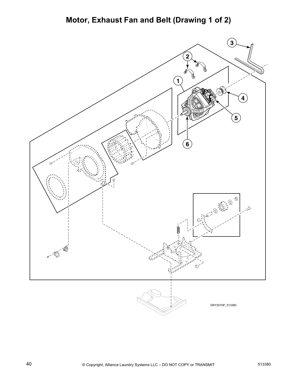 Motor, Exhaust Fan and Belt (Drawing 1 of 2)