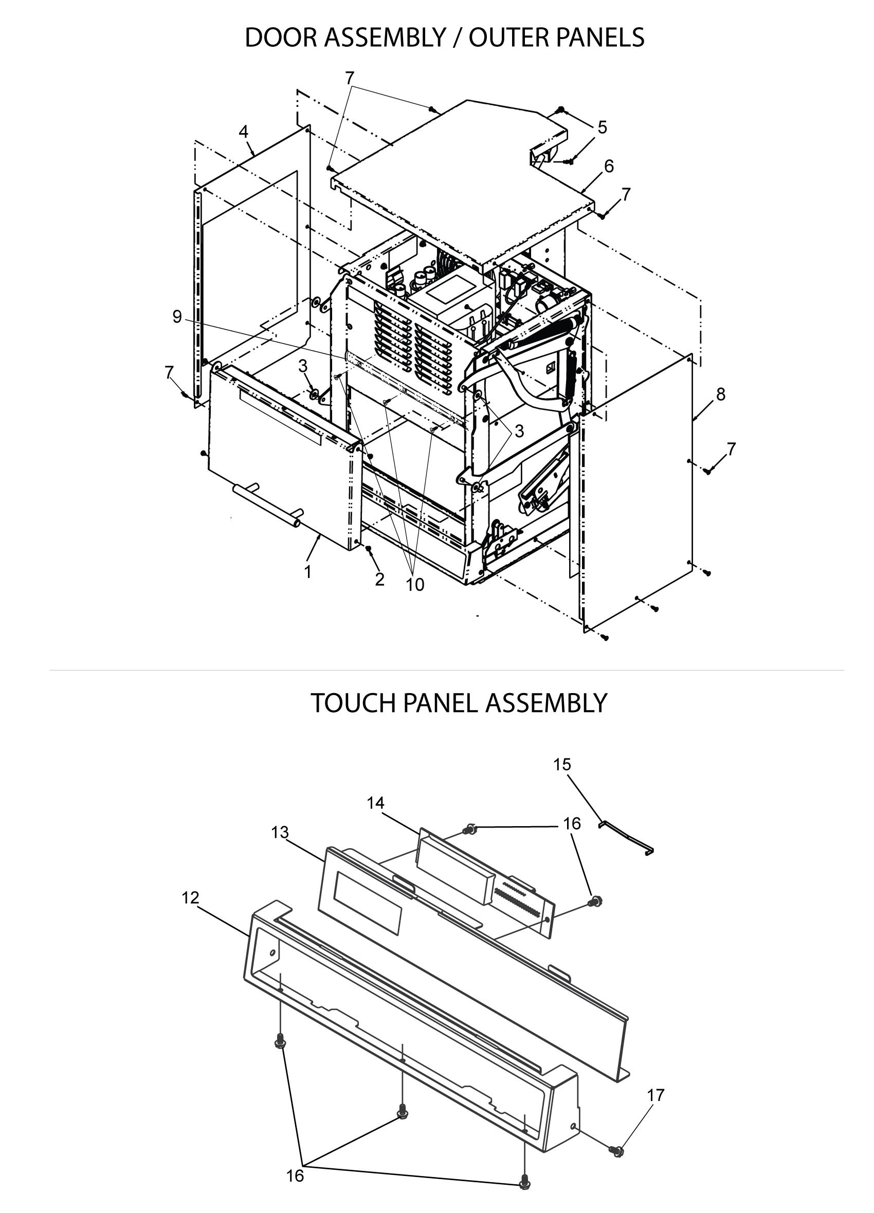 DOOR ASSEMBLY / OUTER PANELS / TOUCH PANEL