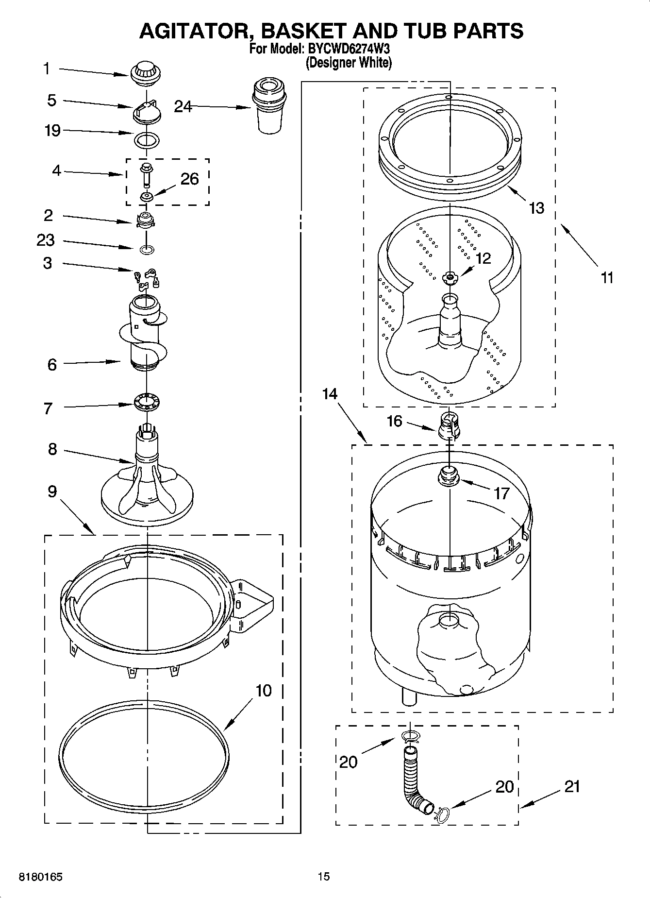 10 - AGITATOR, BASKET AND TUB PARTS