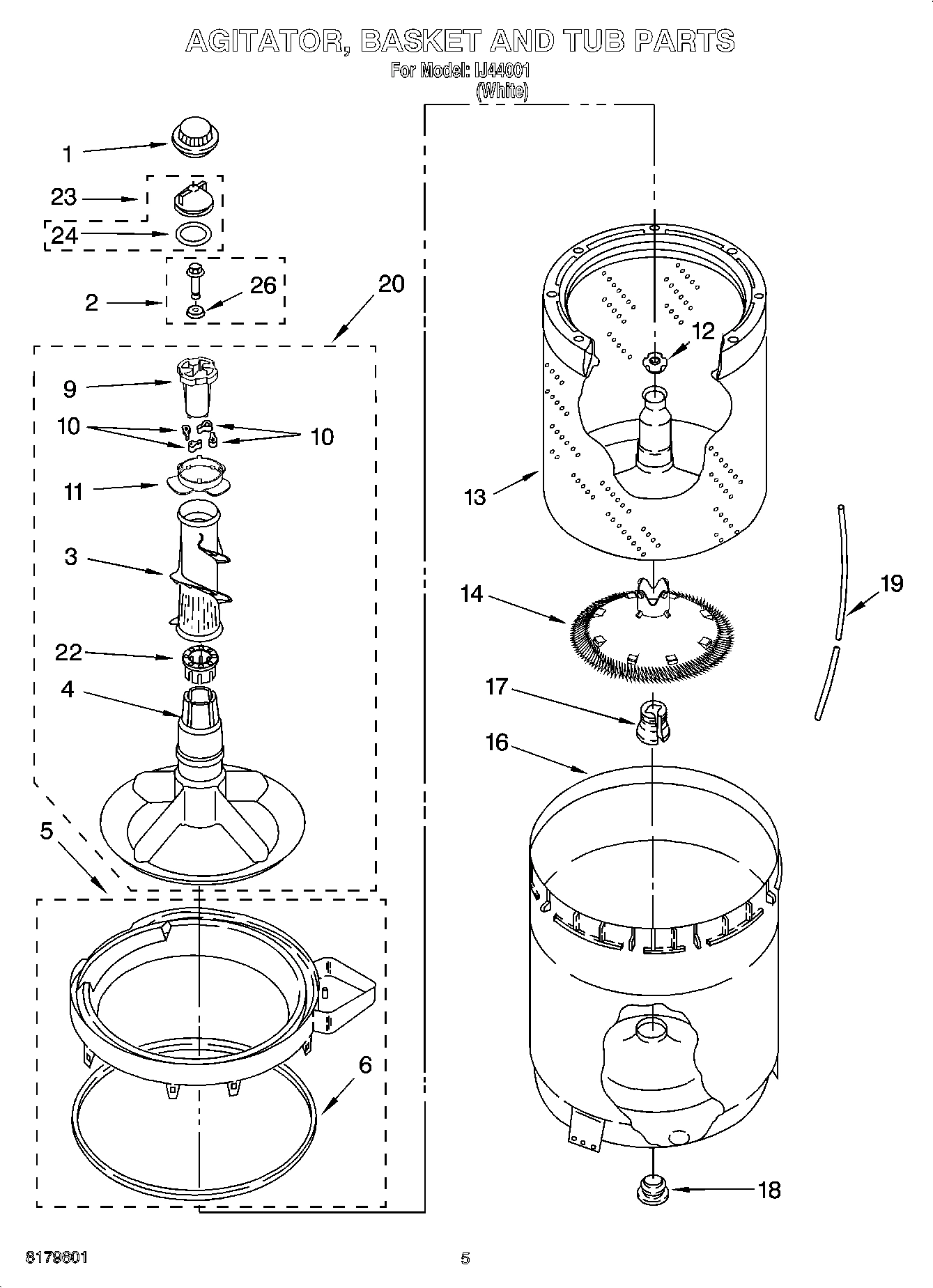 03 - AGITATOR, BASKET AND TUB PARTS