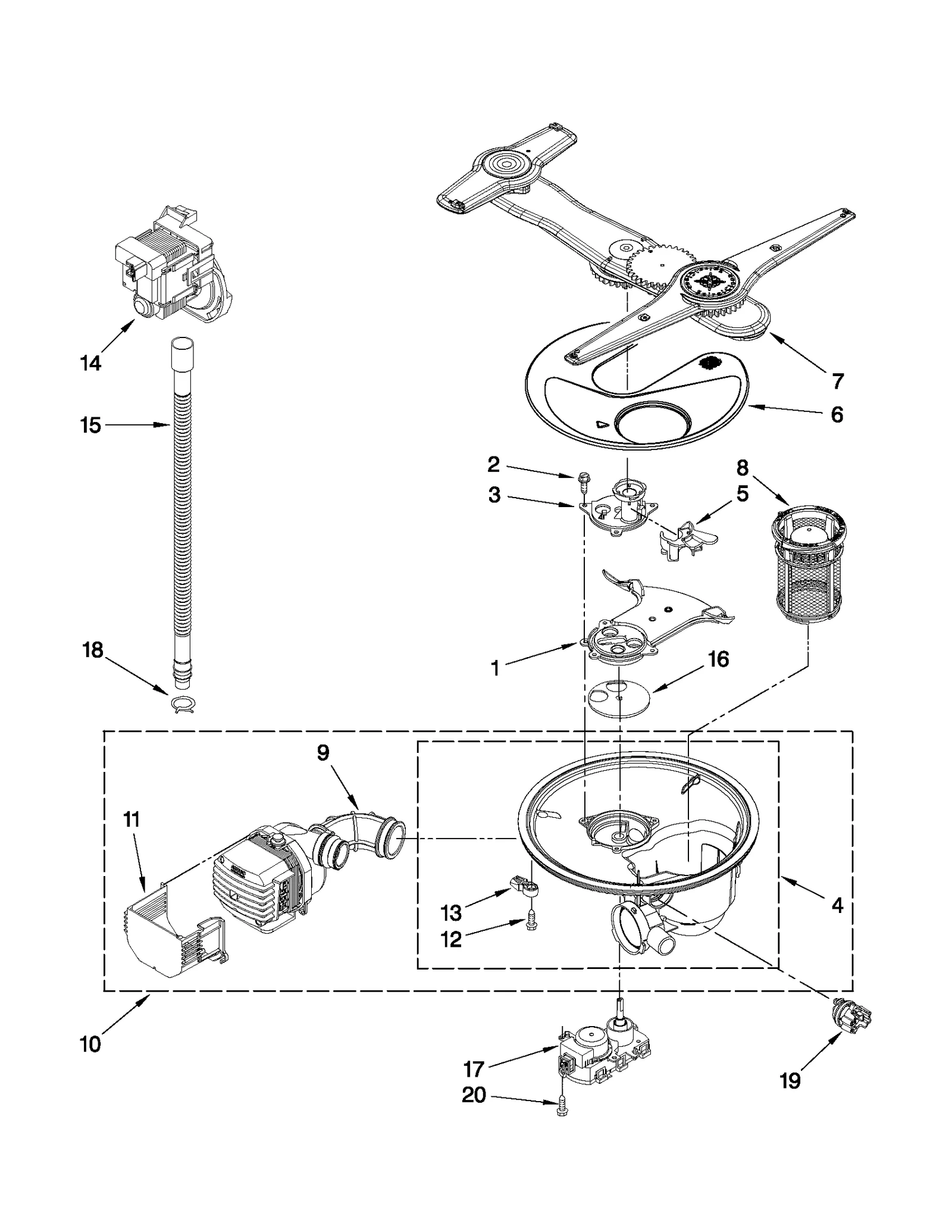 PUMP, WASHARM AND MOTOR PARTS