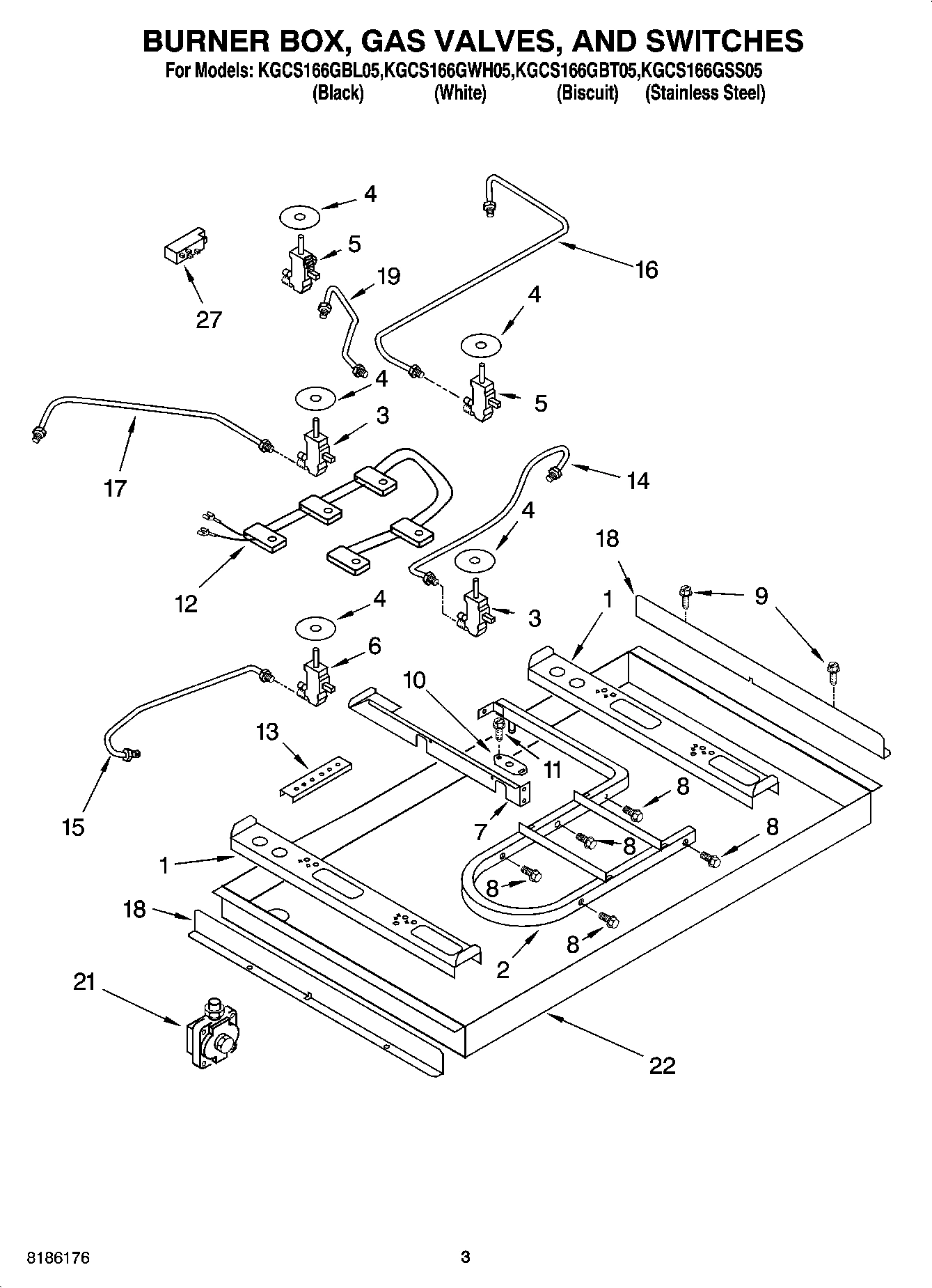 02 - BURNER BOX, GAS VALVES, AND SWITCHES