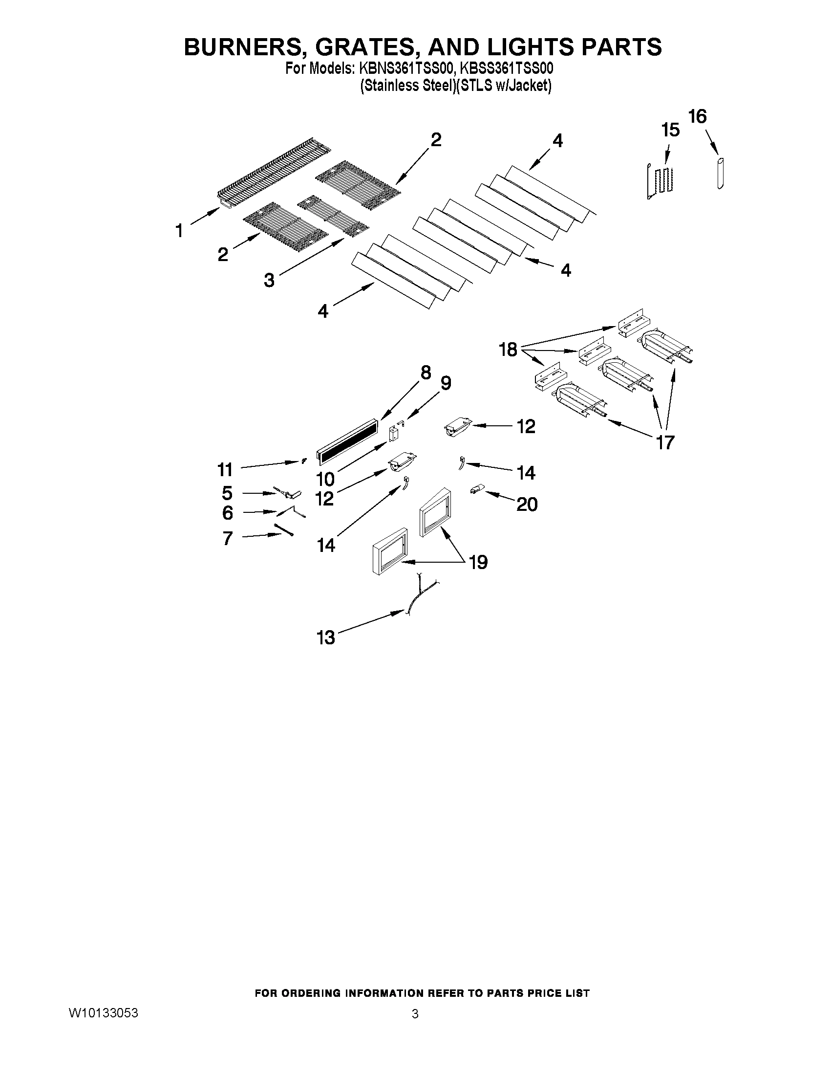 02 - BURNERS, GRATES, AND LIGHTS PARTS