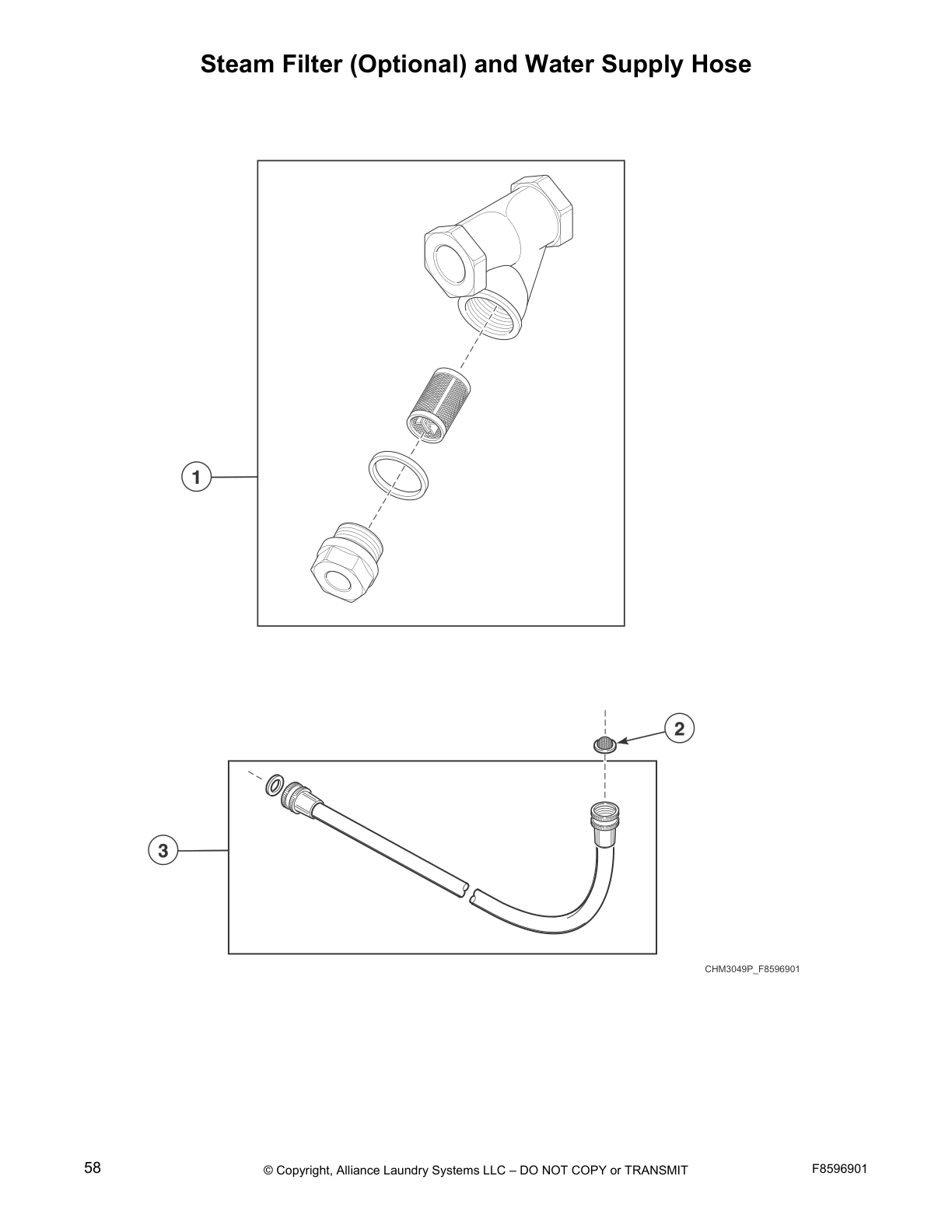 Steam Filter (Optional) and Water Supply Hose