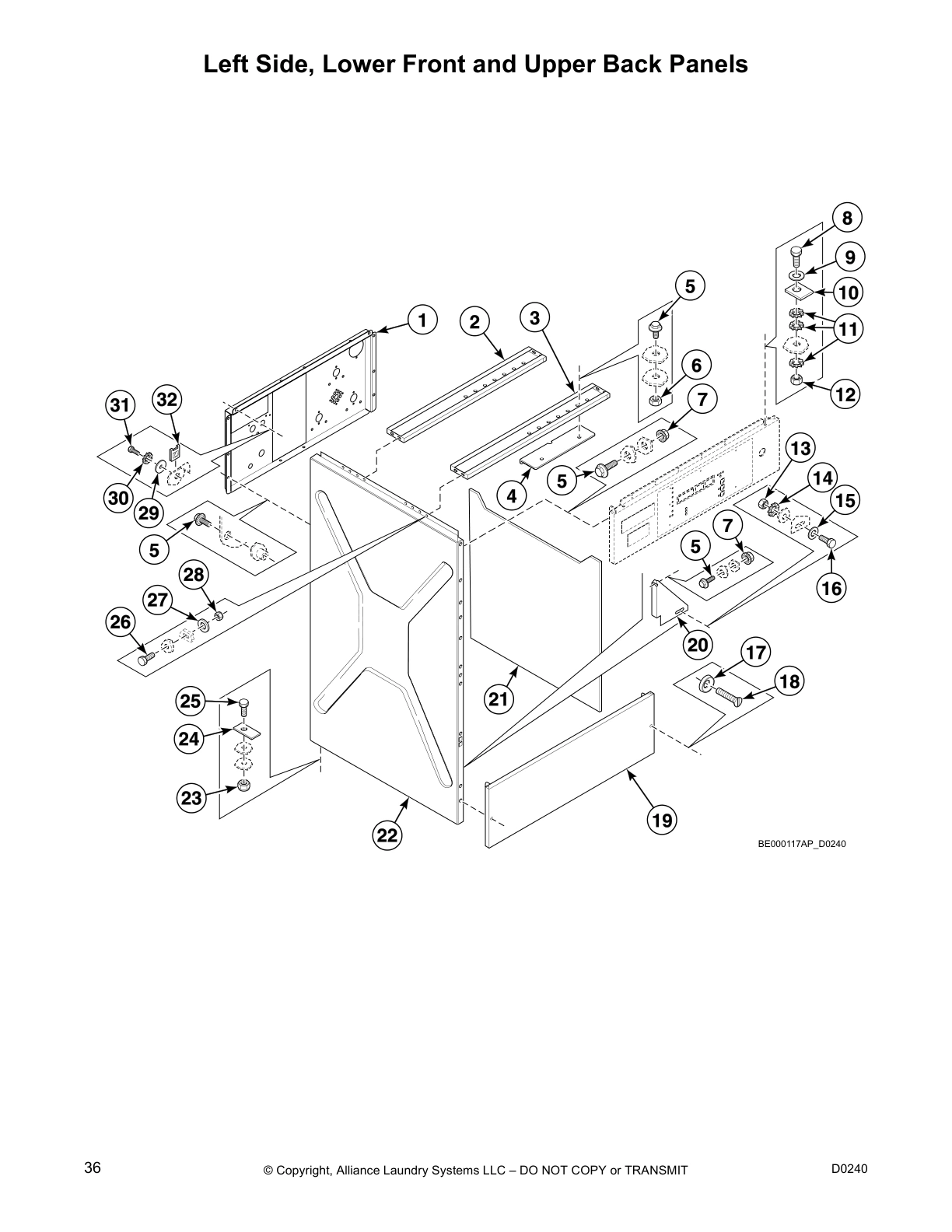 Left Side, Lower Front and Upper Back Panels