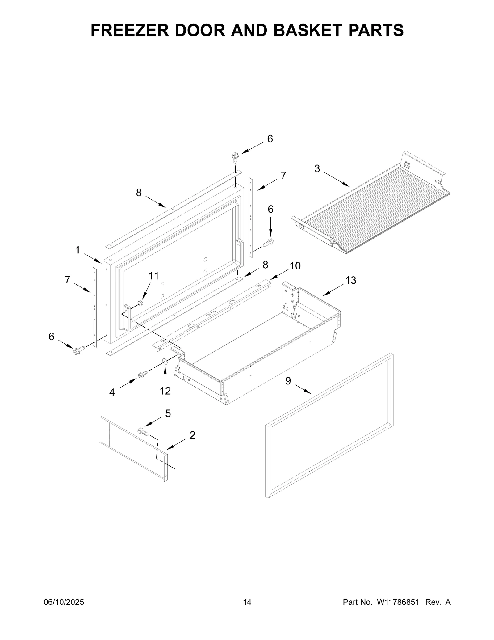 FREEZER DOOR AND BASKET PARTS