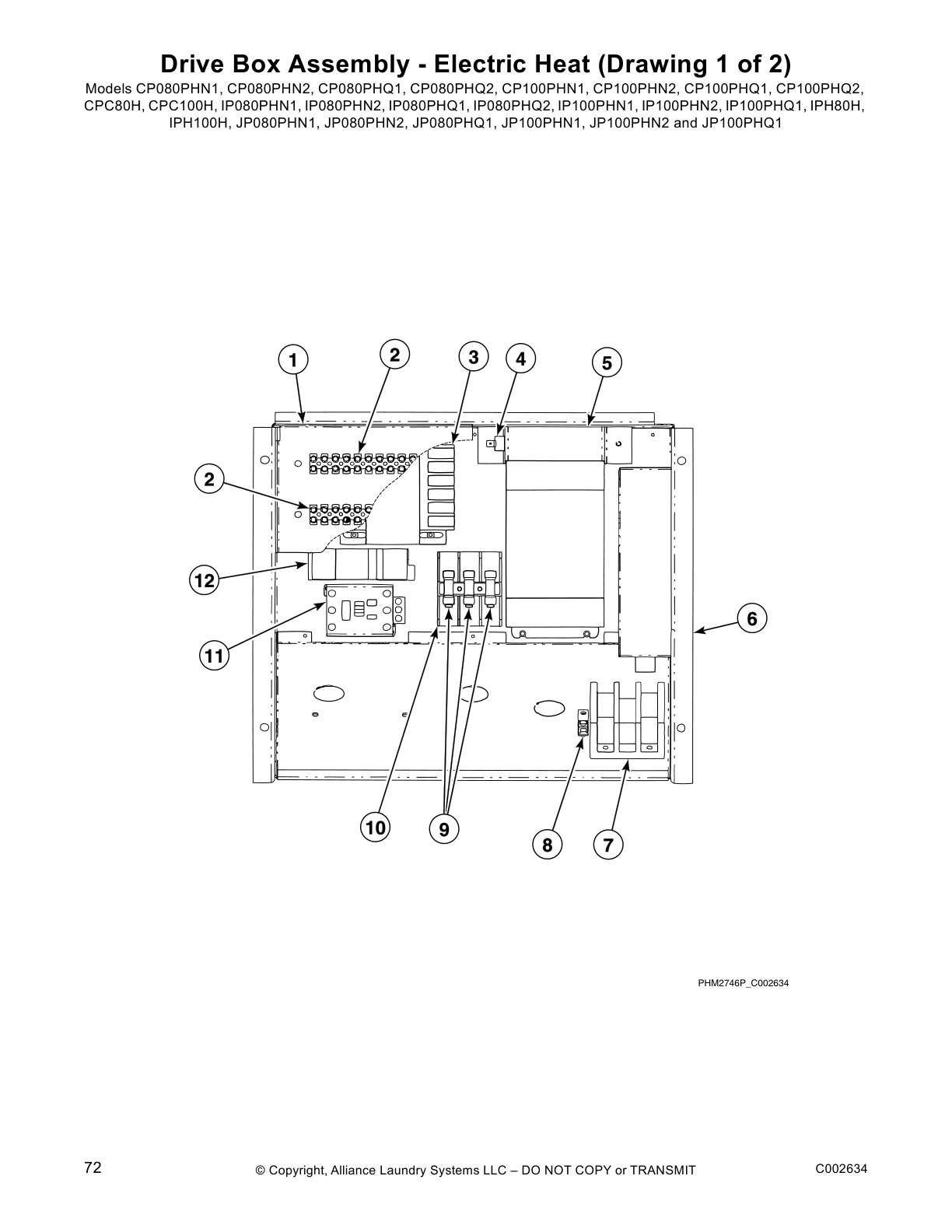 Drive Box Assembly - Electric Heat (Drawing 1 of 2)