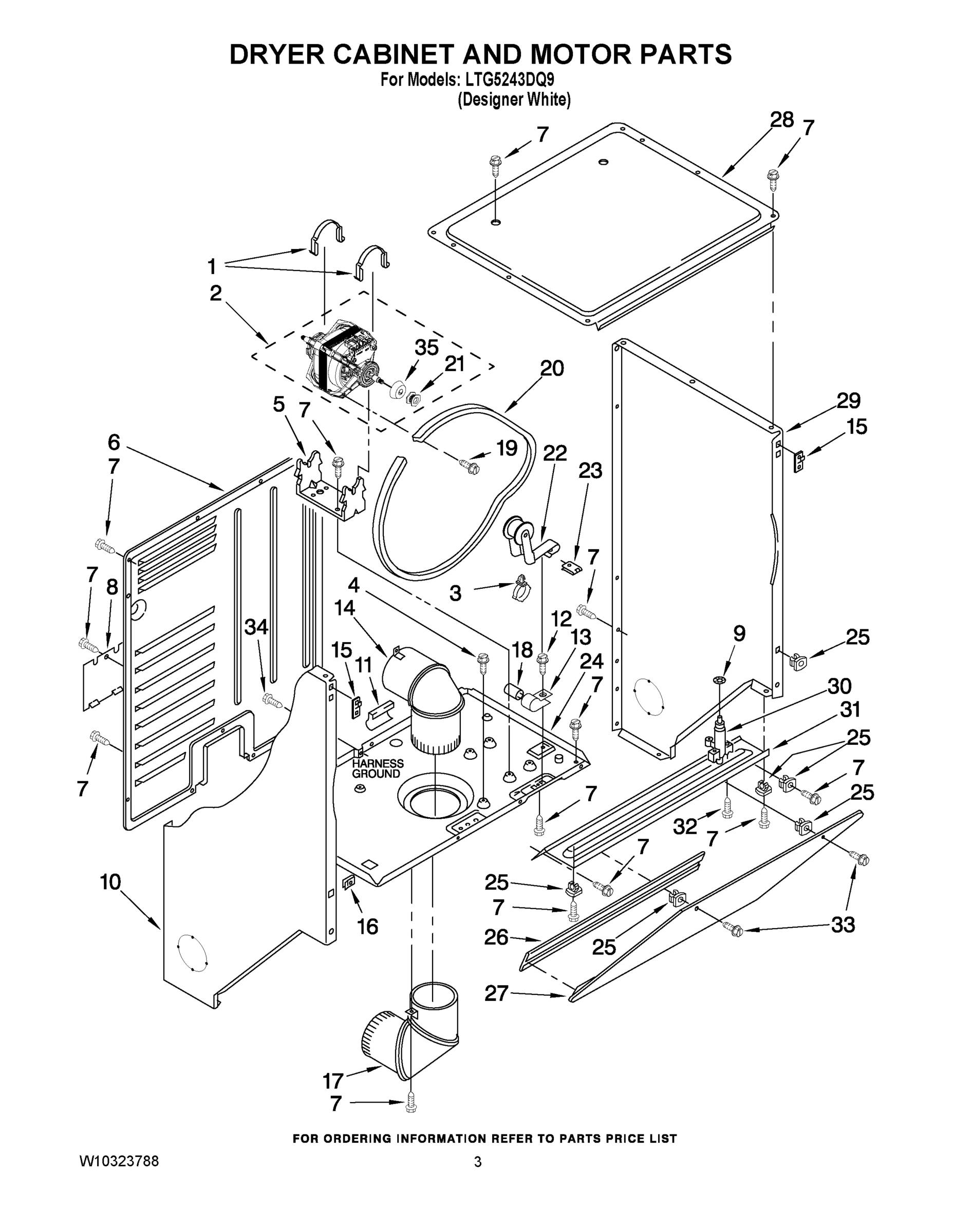 03 - DRYER CABINET AND MOTOR PARTS