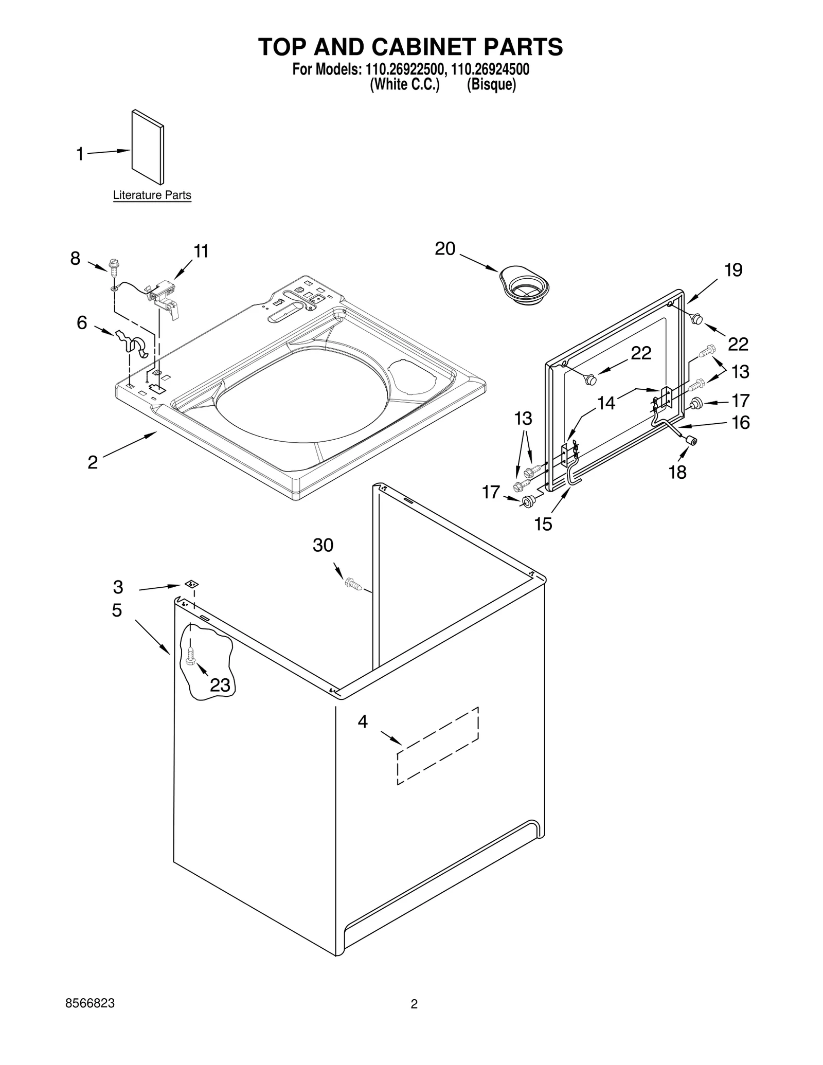 TOP AND CABINET PARTS