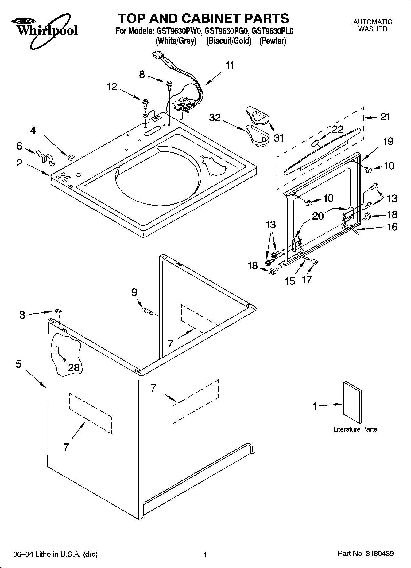 01 - TOP AND CABINET PARTS