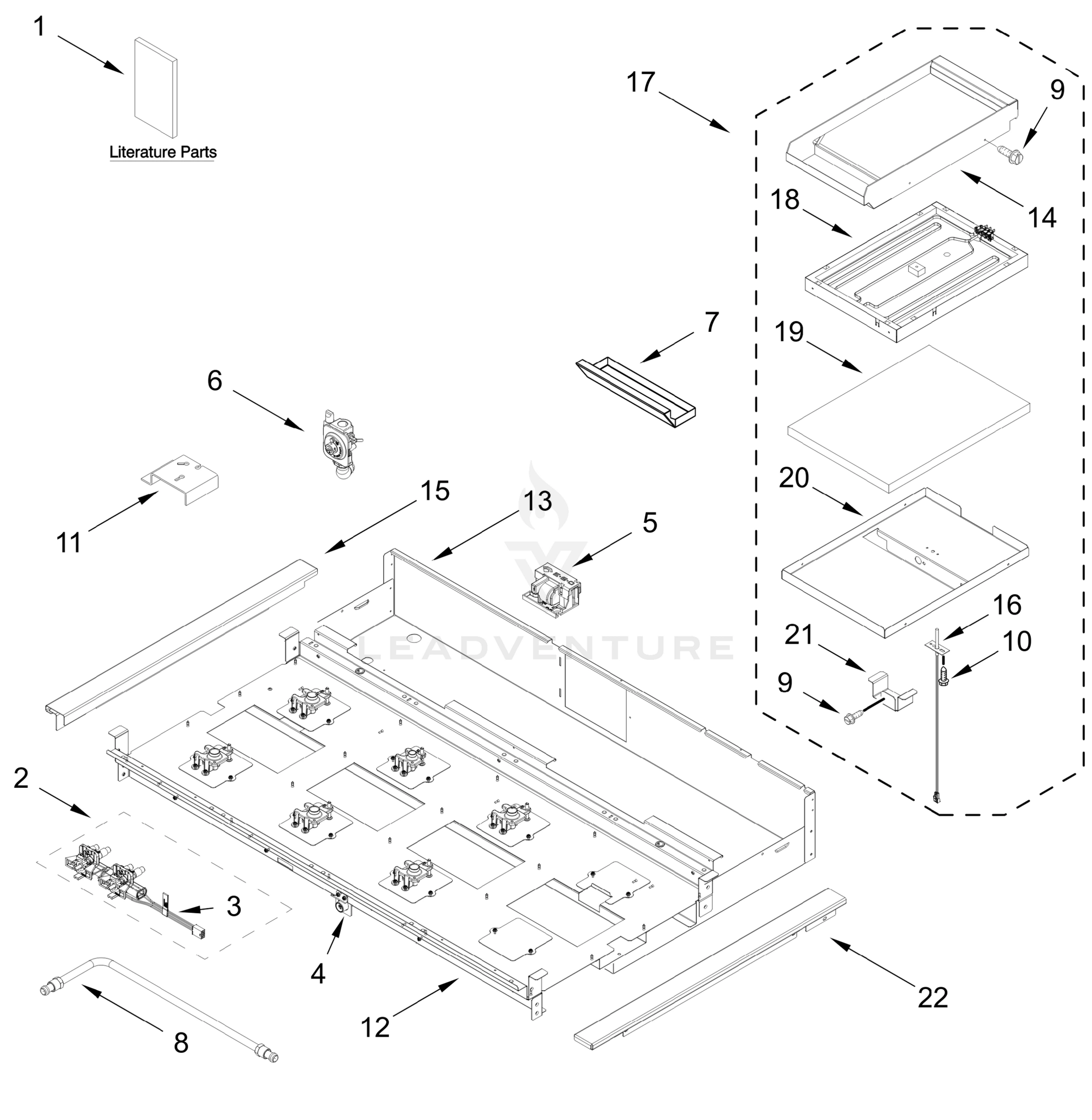 BURNER BOX AND GRIDDLE PARTS