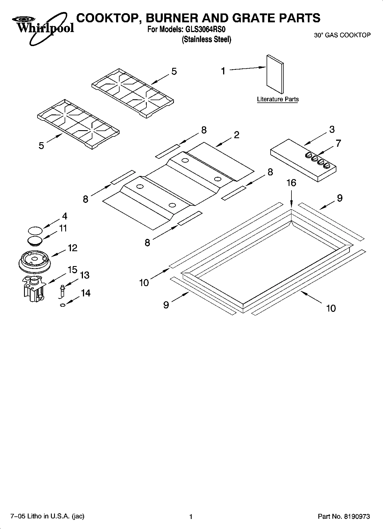 01 - COOKTOP, BURNER AND GRATE PARTS