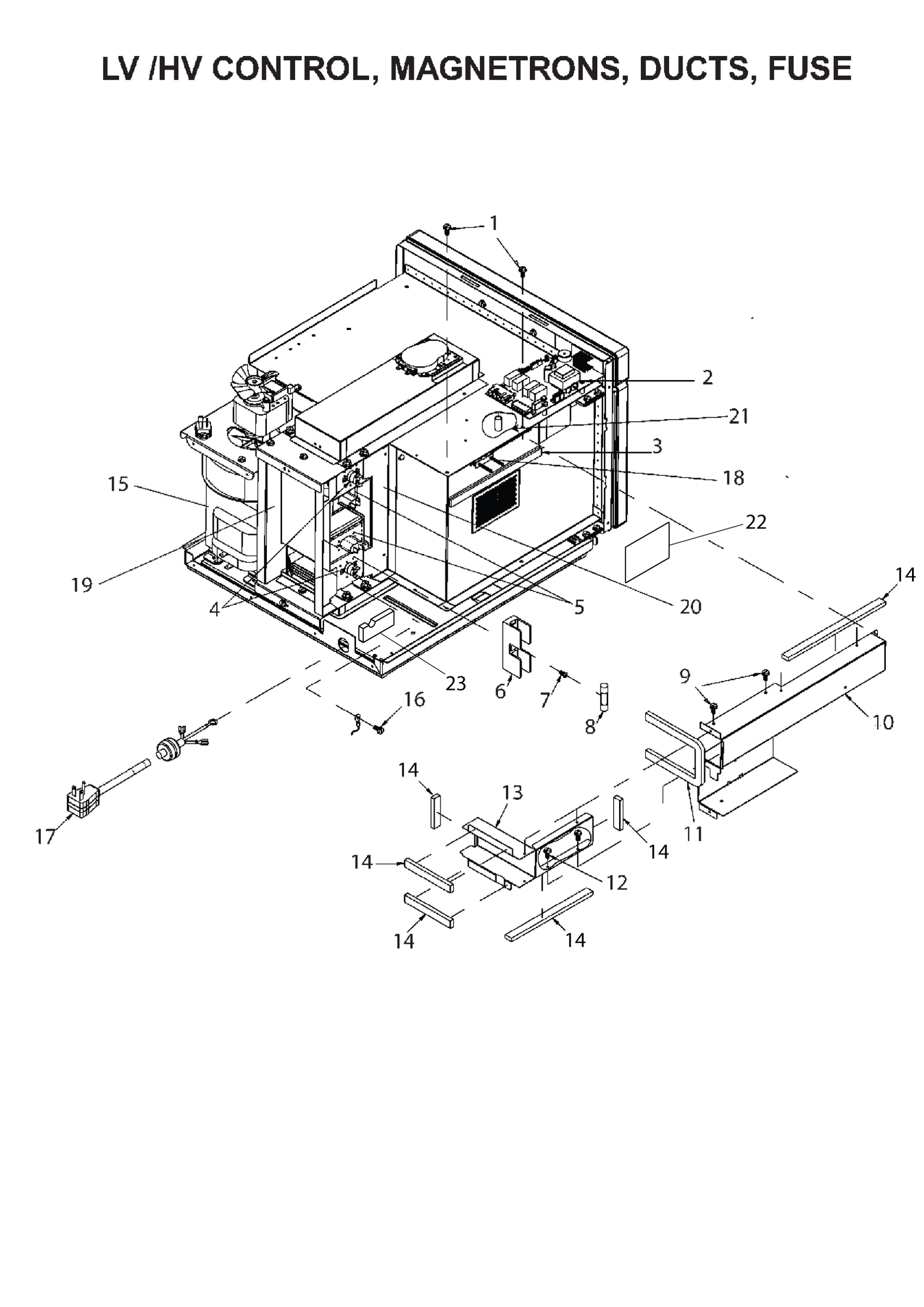 LV / HV CONTROL, MAGNETRONS, DUCTS, FUSE