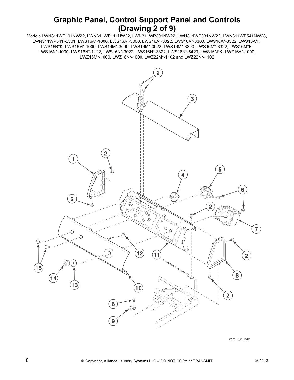 Graphic Panel, Control Support Panel and Controls 
(Drawing 2 of 9)
