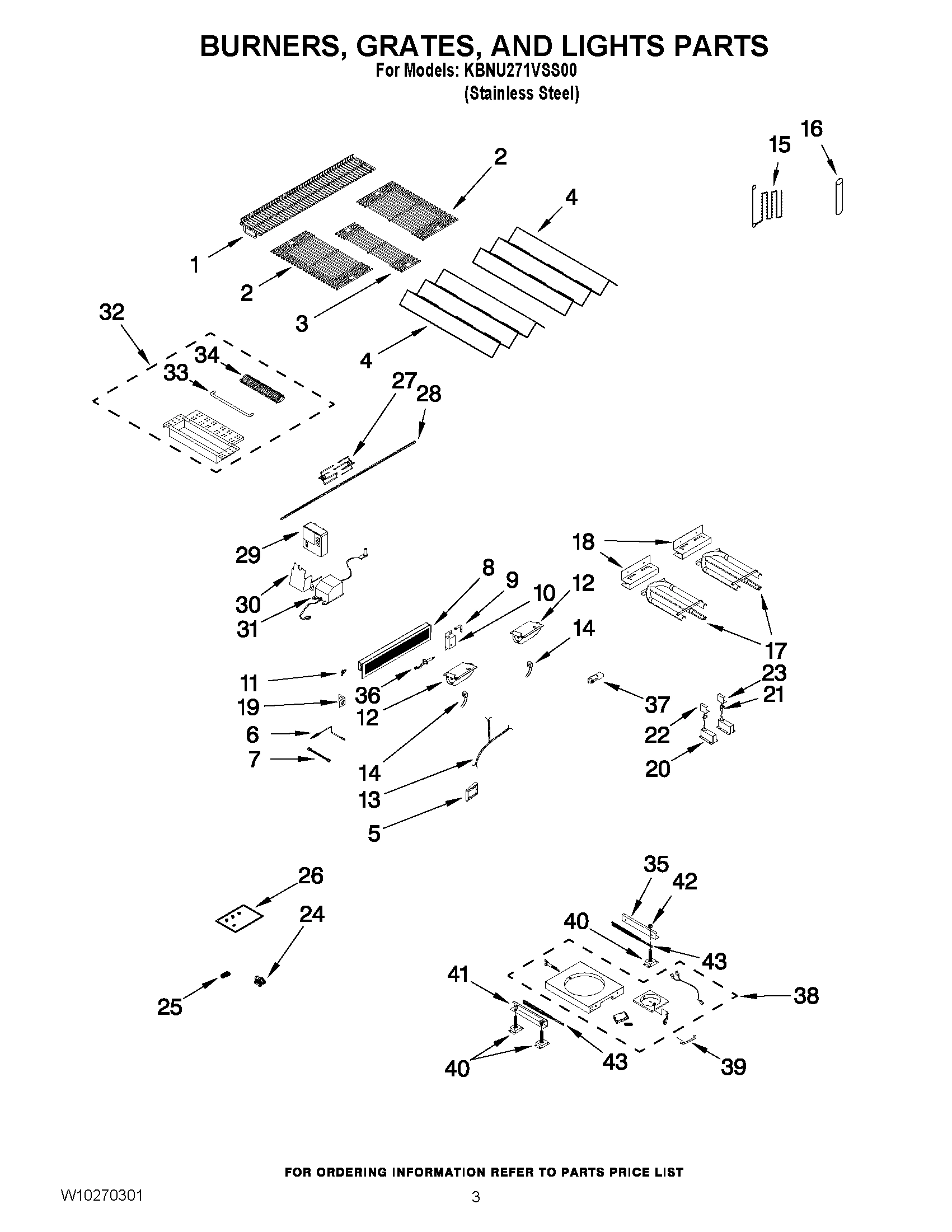 02 - BURNERS, GRATES, AND LIGHTS PARTS