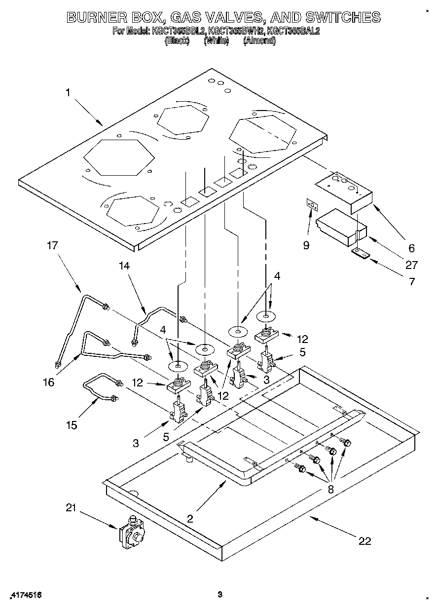 03 - BURNER BOX, GAS VALVES, AND SWITCHES