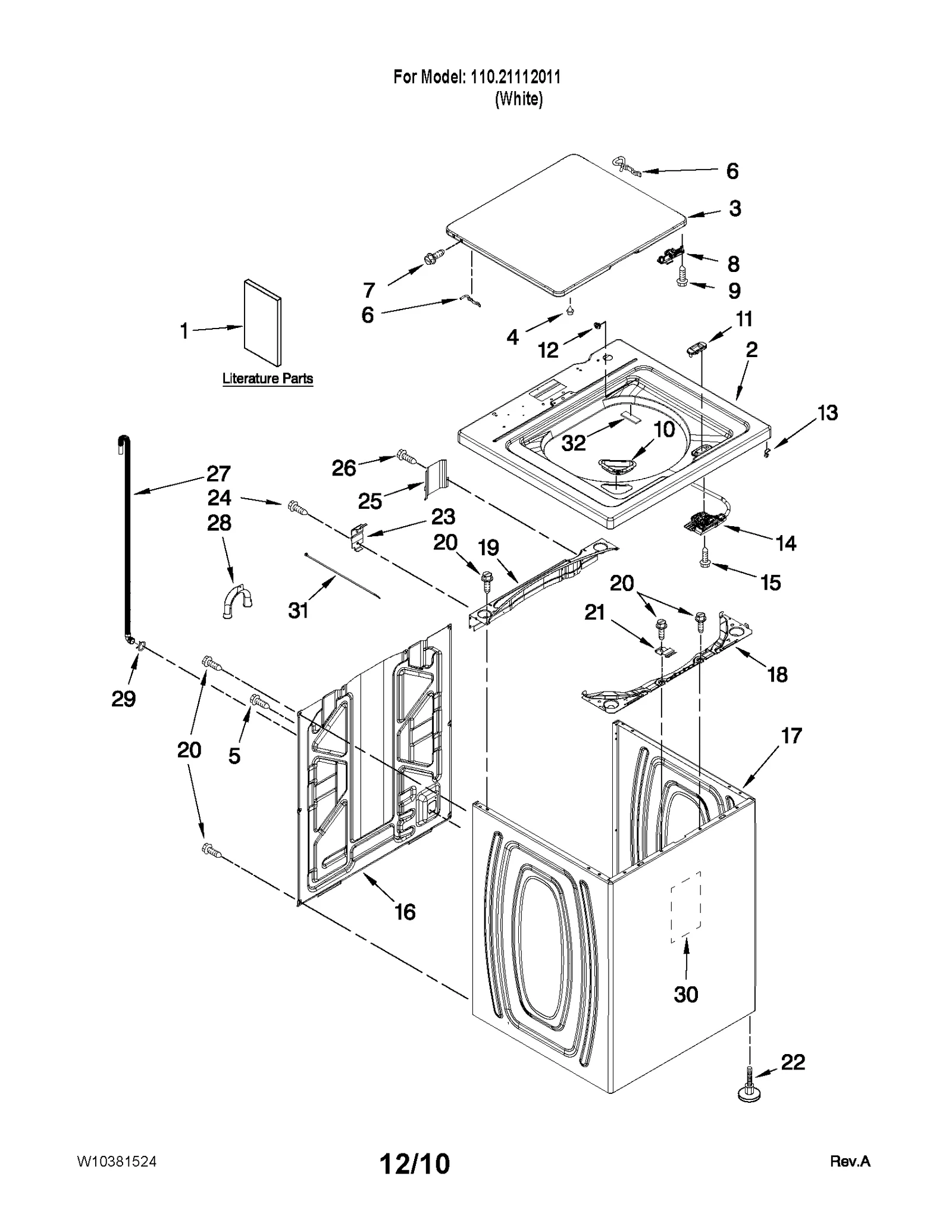 TOP AND CABINET PARTS