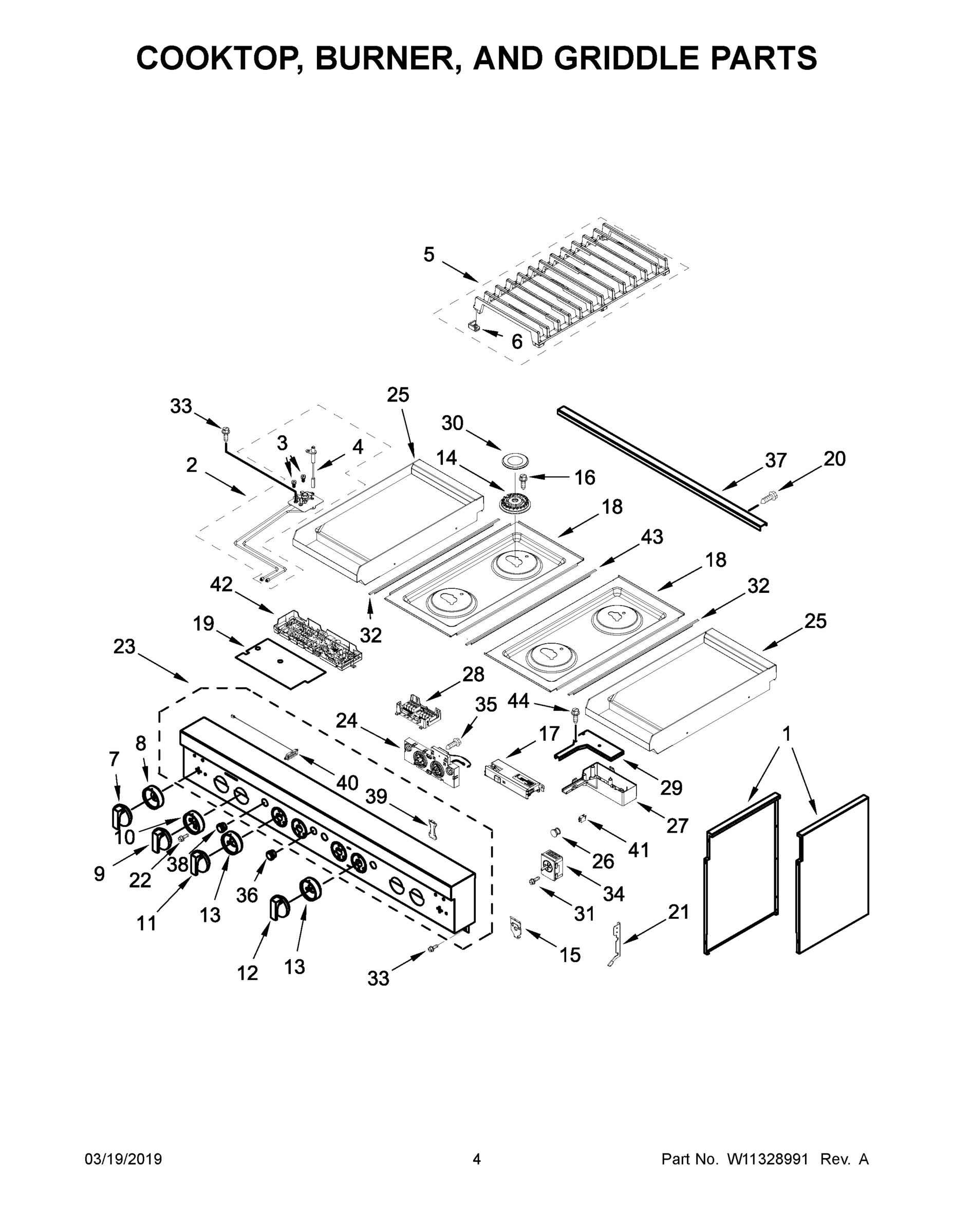 03 - COOKTOP, BURNER, AND GRIDDLE PARTS