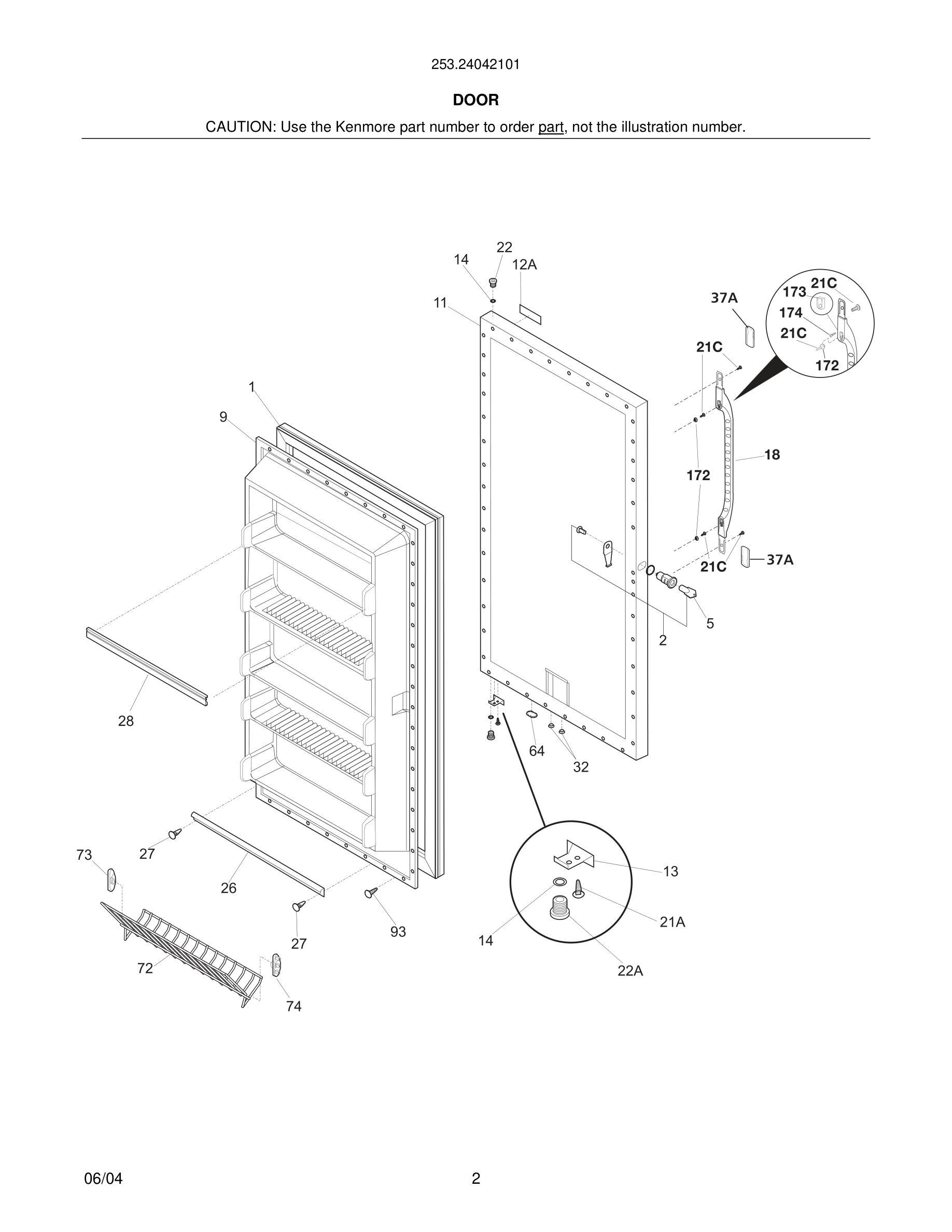 Kenmore 253.24042101 FREEZER Parts List | Part Advantage