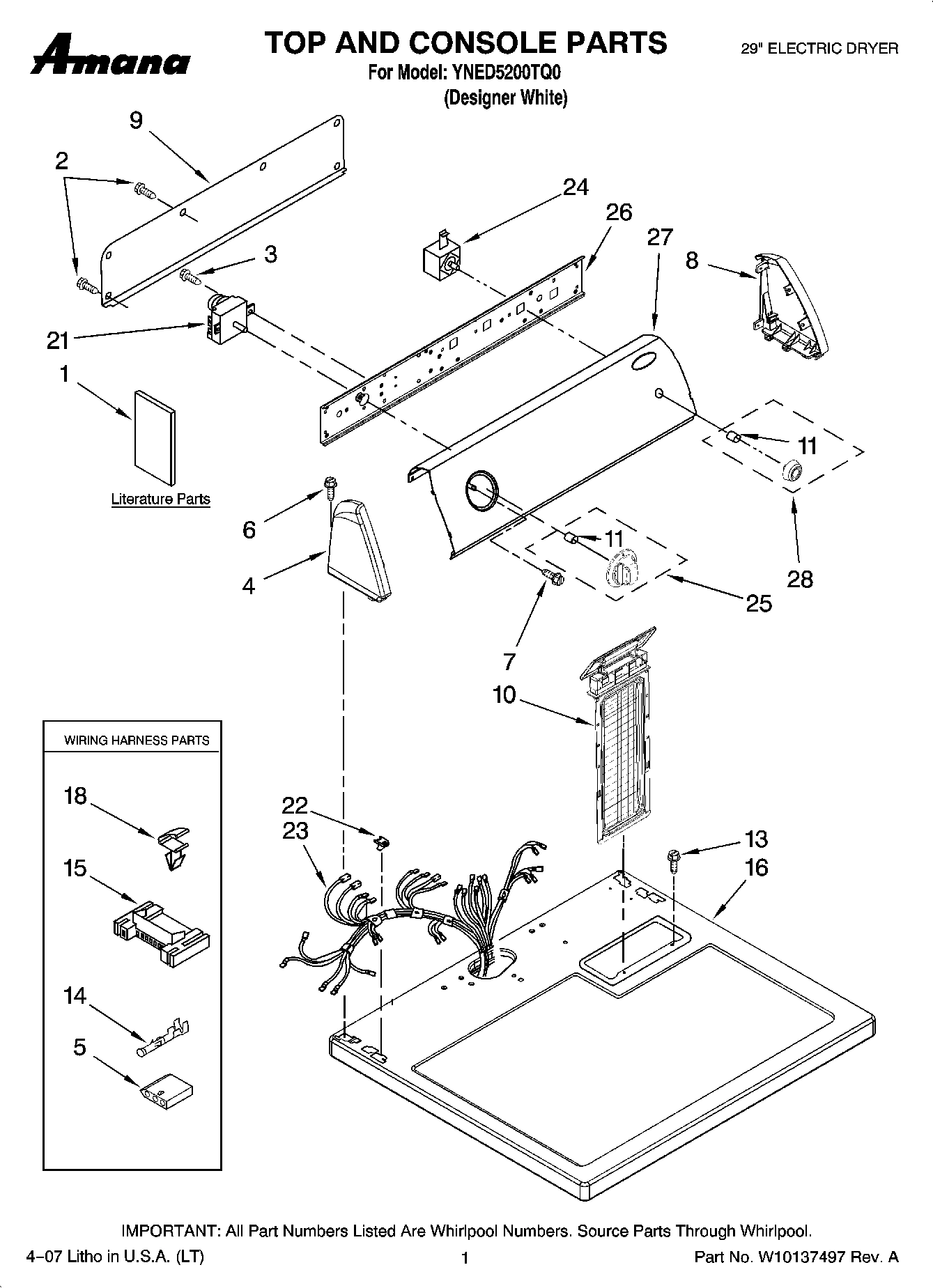 01 - TOP AND CONSOLE PARTS