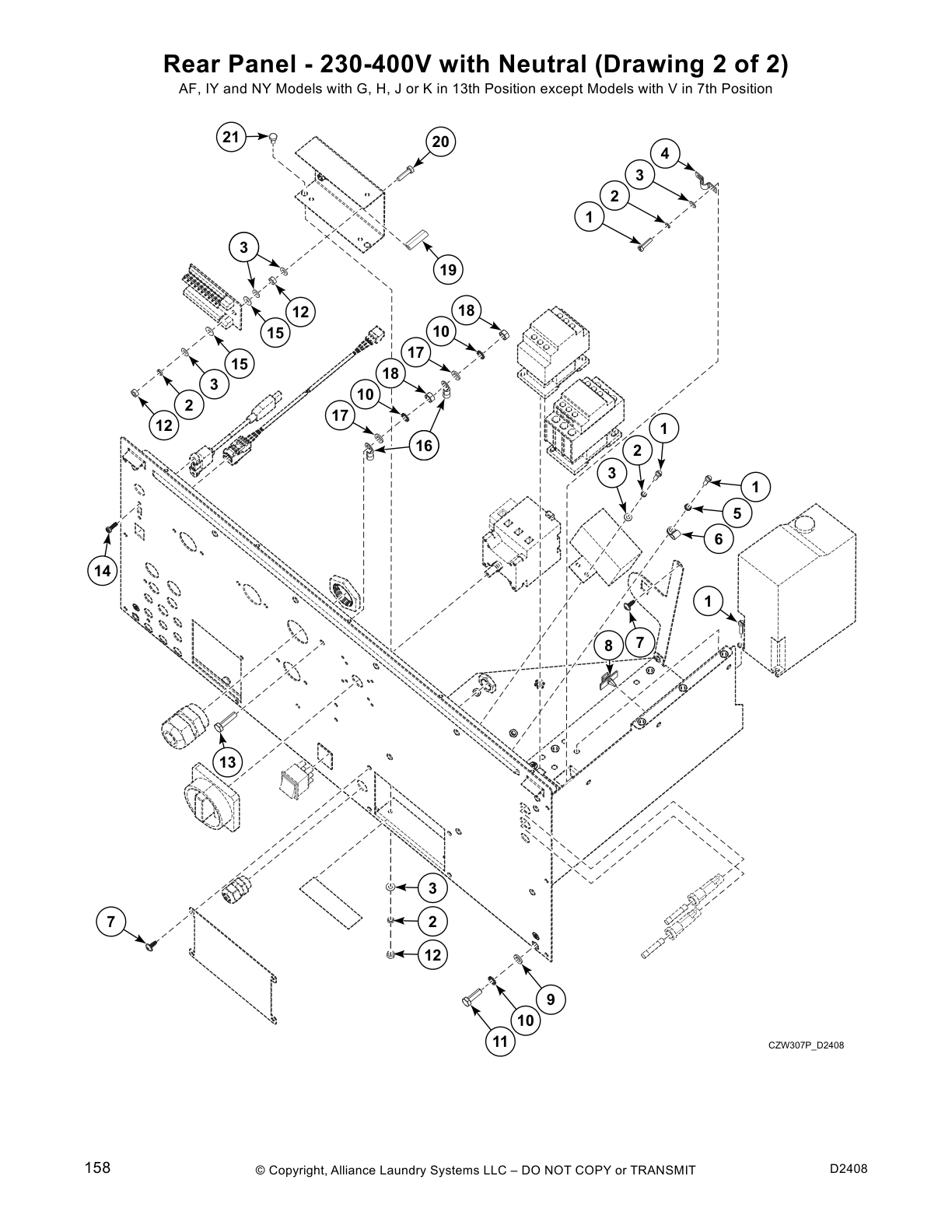 Rear Panel - 230-400V with Neutral (Drawing 2 of 2)
