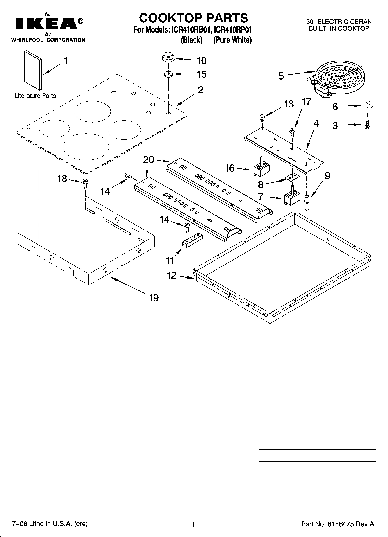 01 - COOKTOP PARTS, OPTIONAL PARTS (NOT INCLUDED)