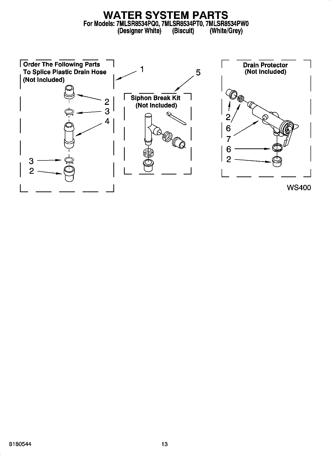 09 - WATER SYSTEM PARTS, MISCELLANEOUS PARTS, OPTIONAL PARTS (NOT INCLUDED)