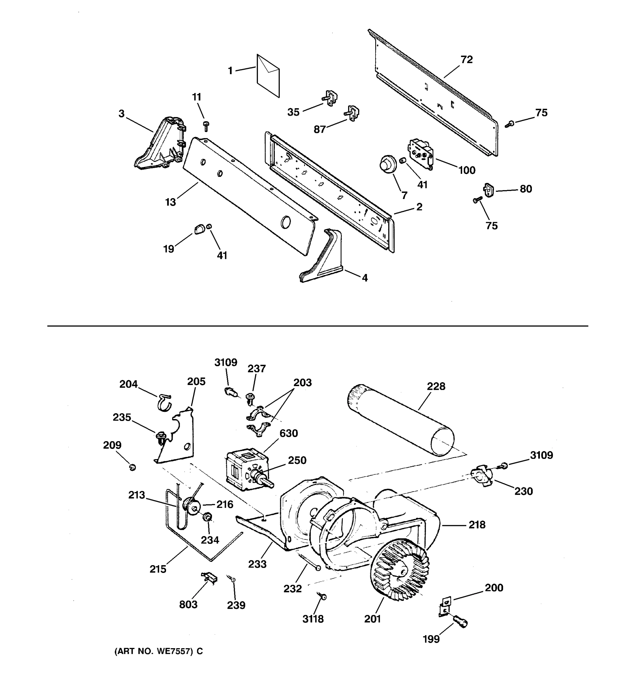 BACKSPLASH, BLOWER & DRIVE ASSEMBLY