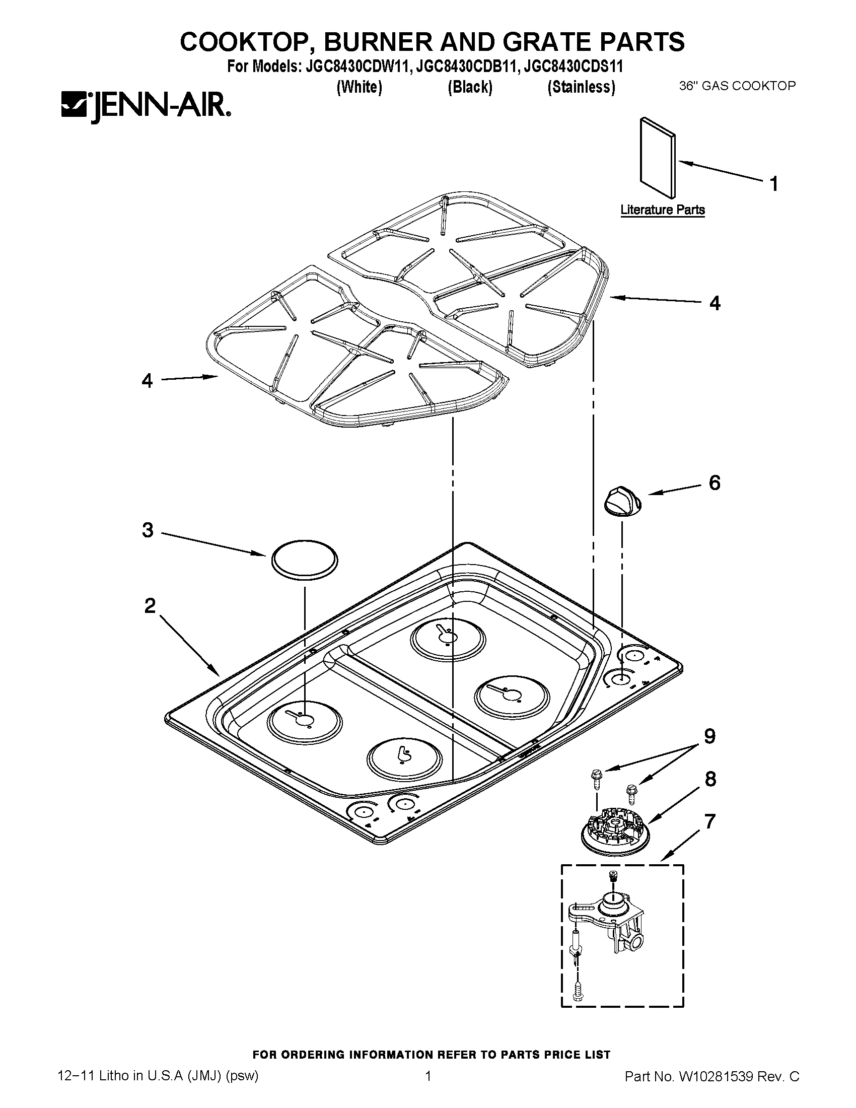 01 - COOKTOP, BURNER AND GRATE PARTS