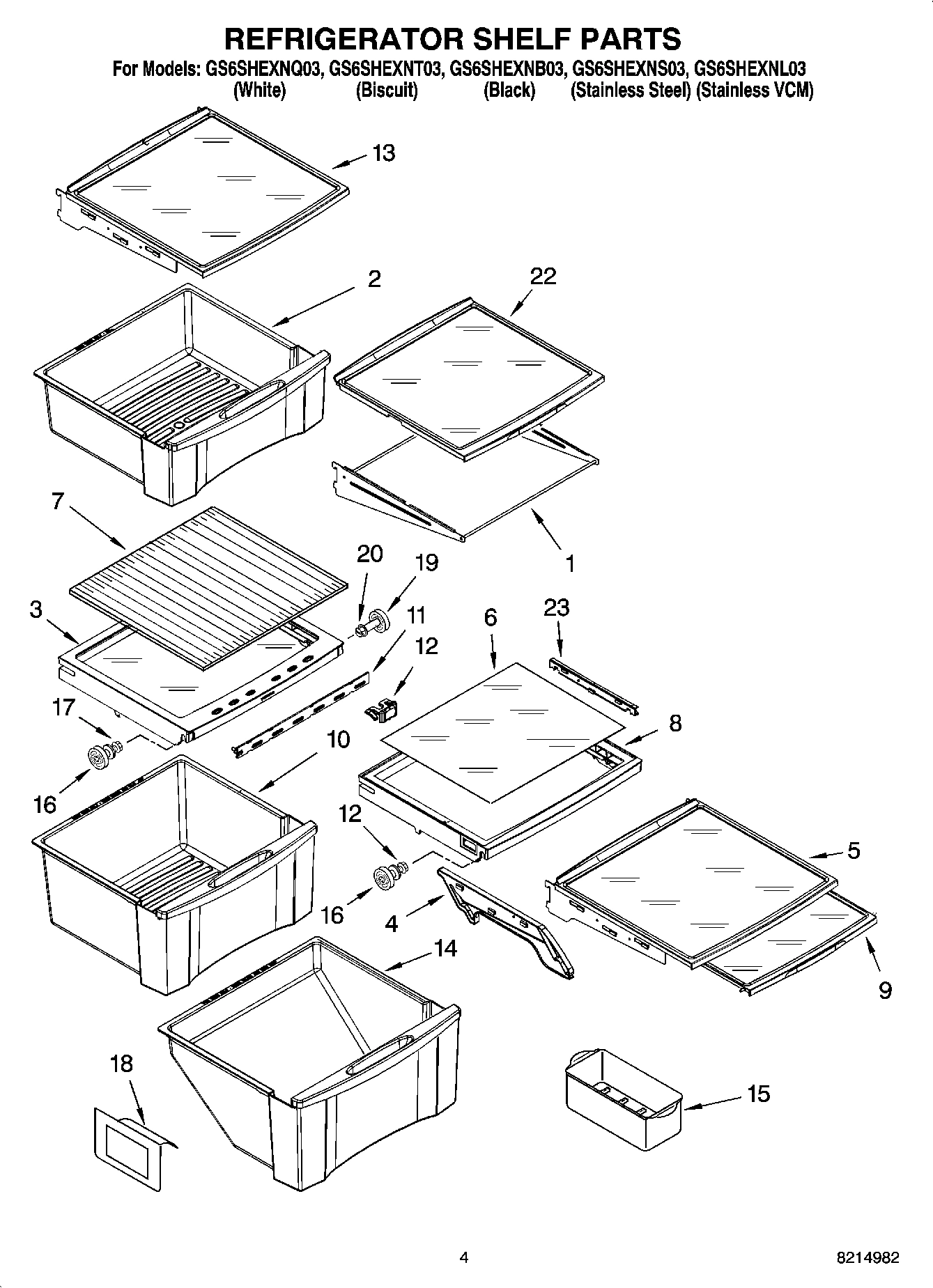 03 - REFRIGERATOR SHELF PARTS