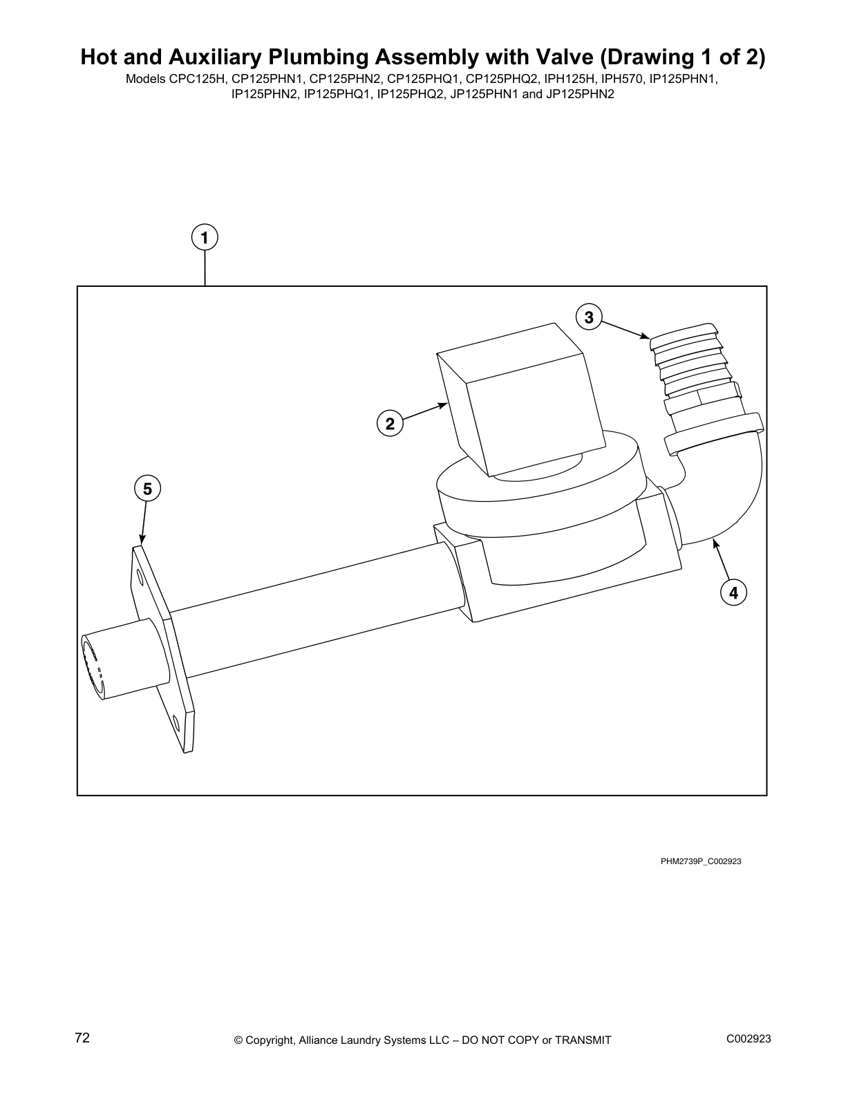 Hot and Auxiliary Plumbing Assembly with Valve (Drawing 1 of 2)