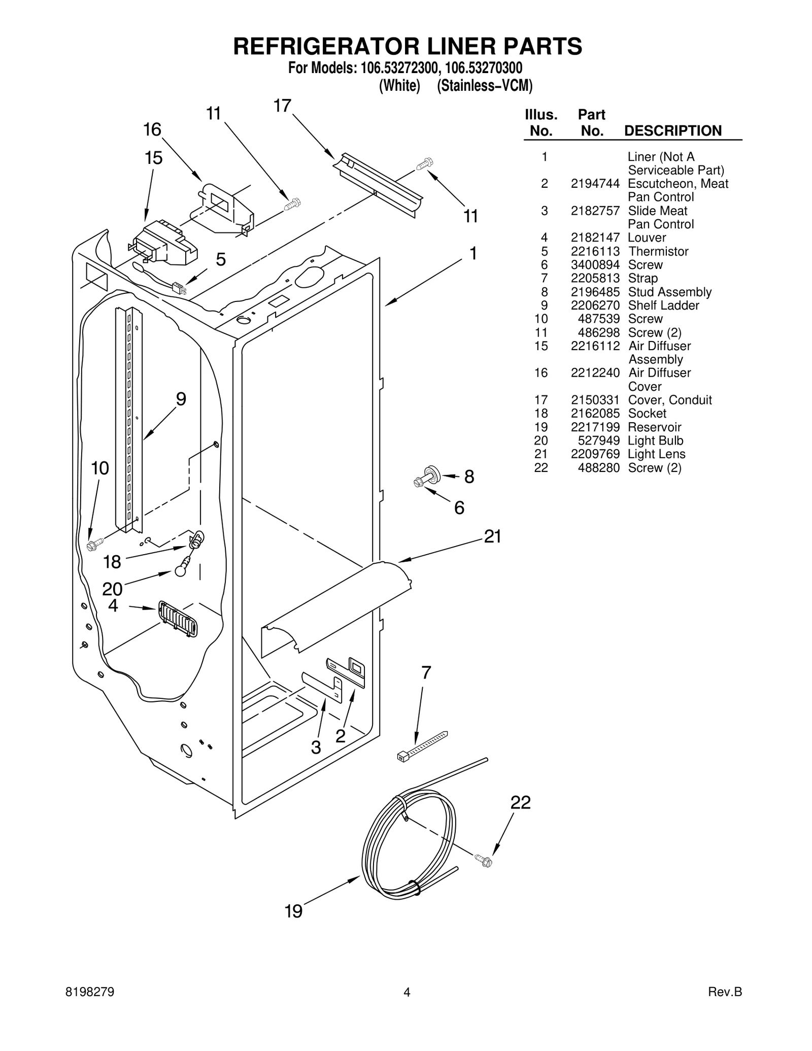 REFRIGERATOR LINER PARTS