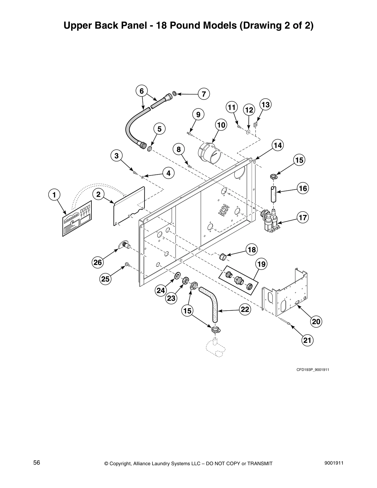 Upper Back Panel - 18 Pound Models (Drawing 2 of 2)