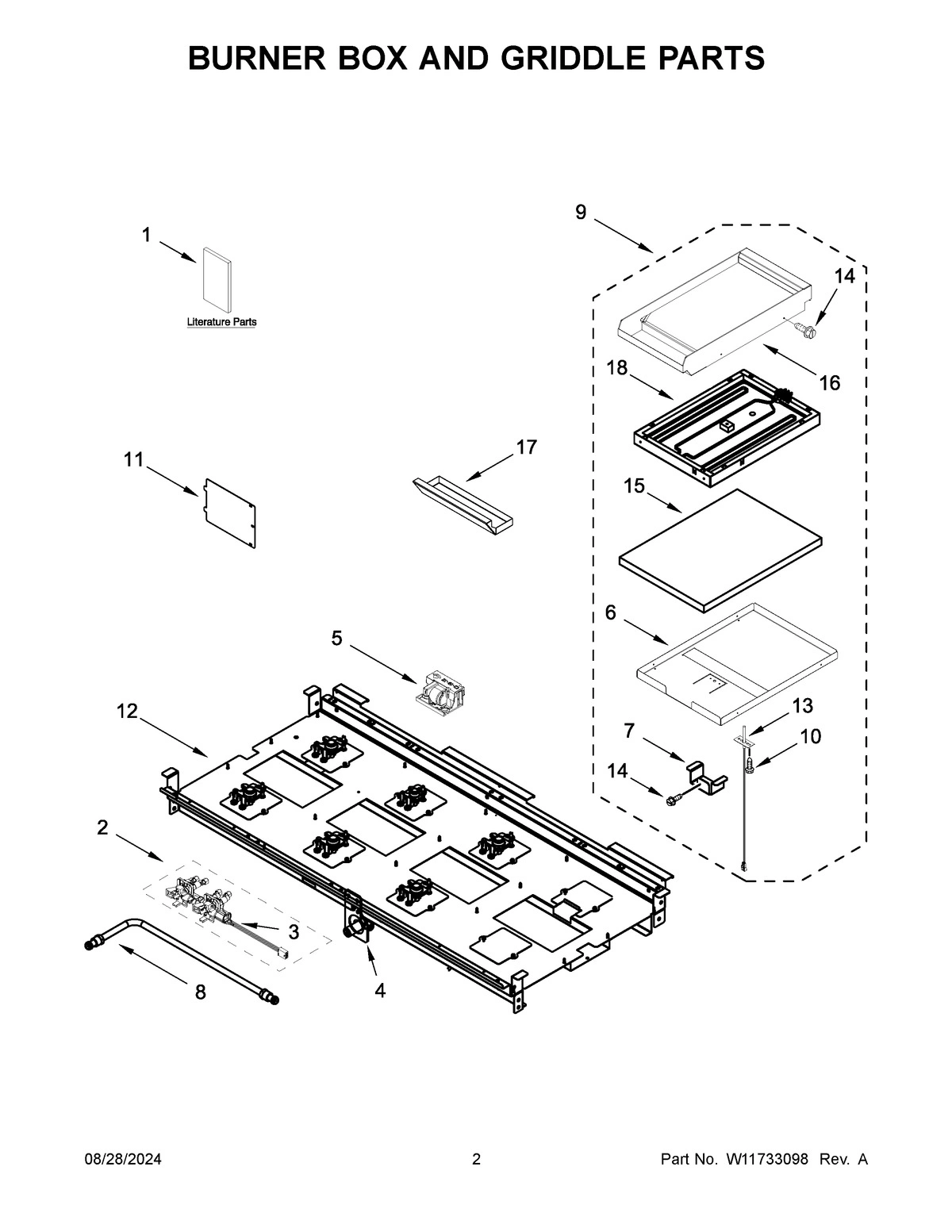 02 - BURNER BOX AND GRIDDLE PARTS