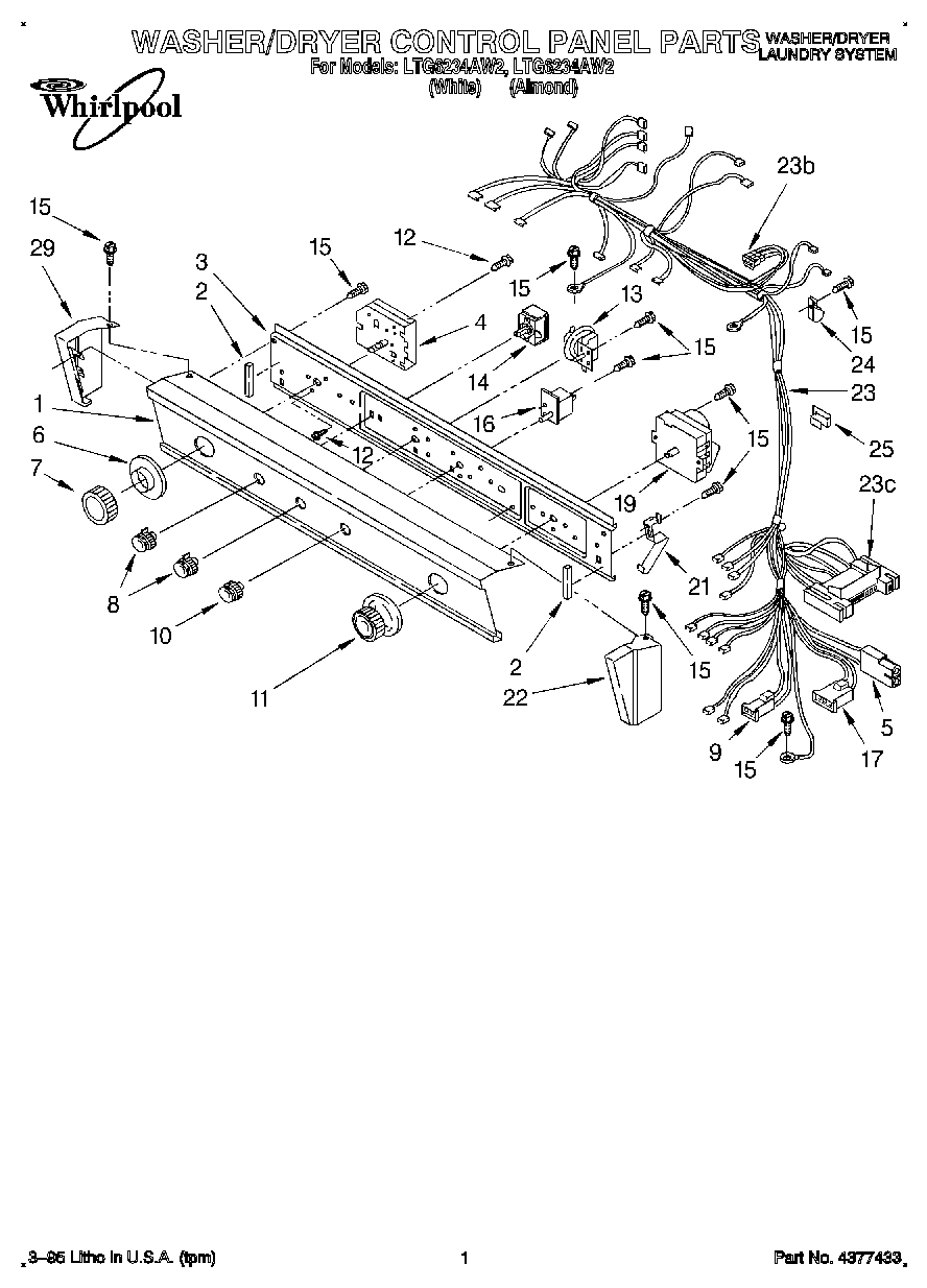 01 - WASHER/DRYER CONTROL PANEL