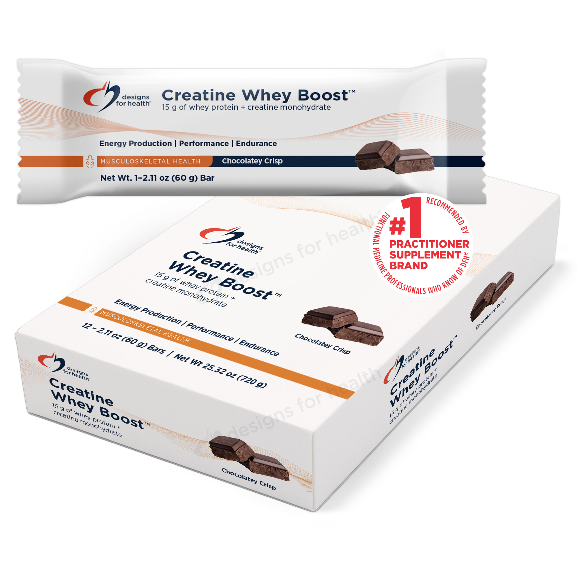 Creatine Whey Boost Chocolate Designs for Health supplement