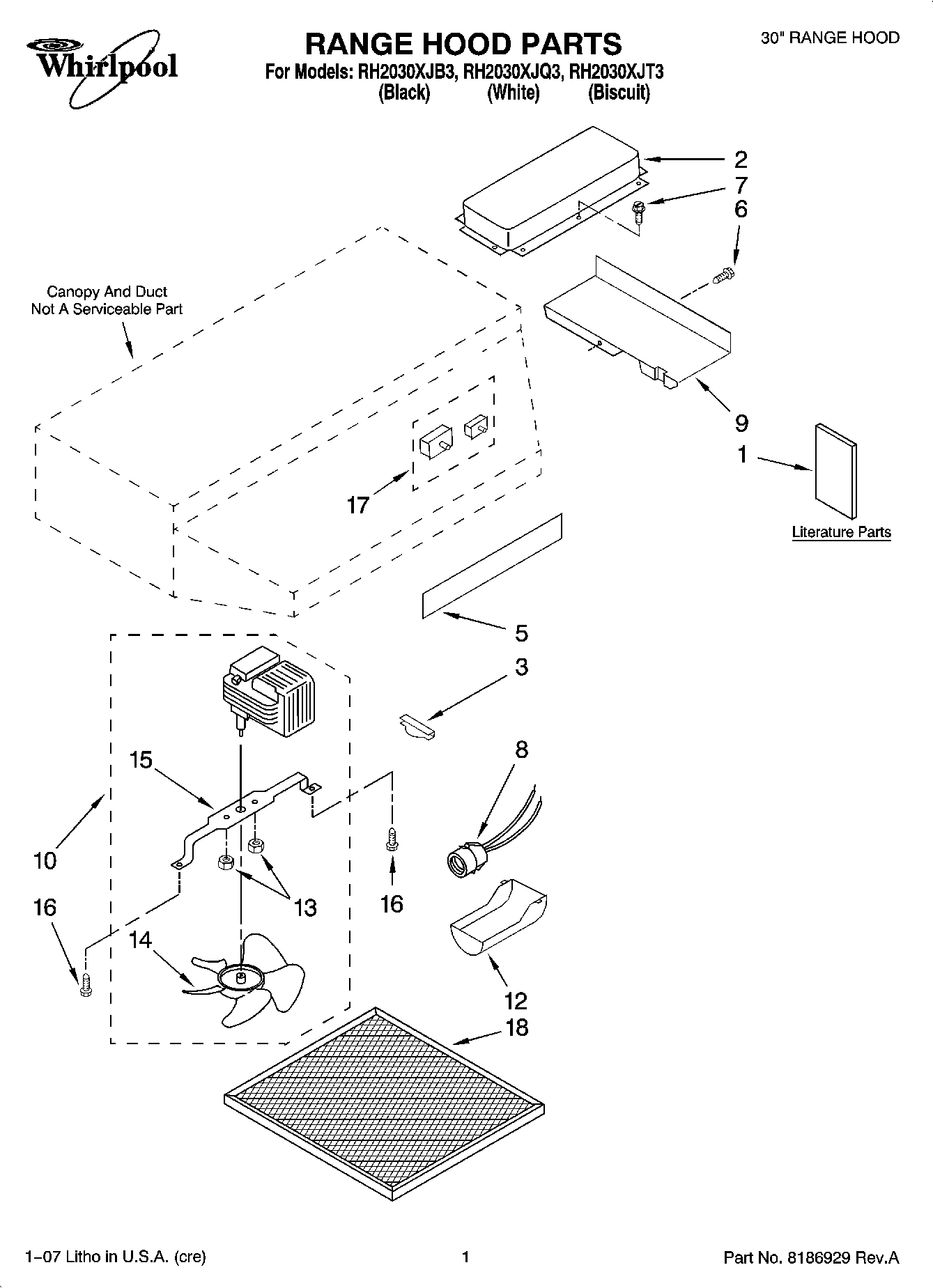 01 - RANGE HOOD PARTS