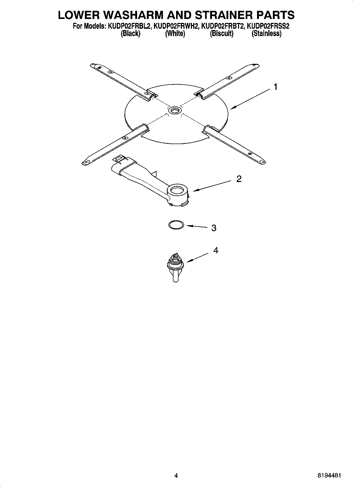 04 - LOWER WASHARM AND STRAINER PARTS