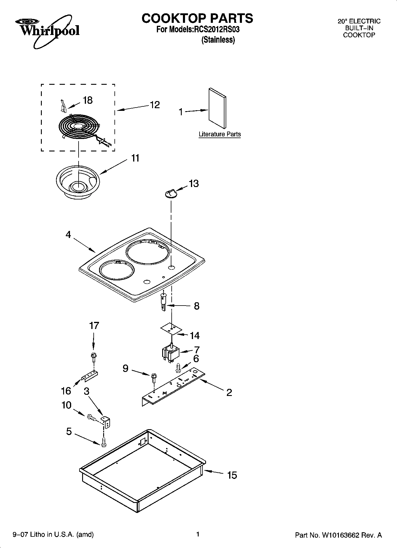 01 - COOKTOP PARTS, OPTIONAL PARTS (NOT INCLUDED)