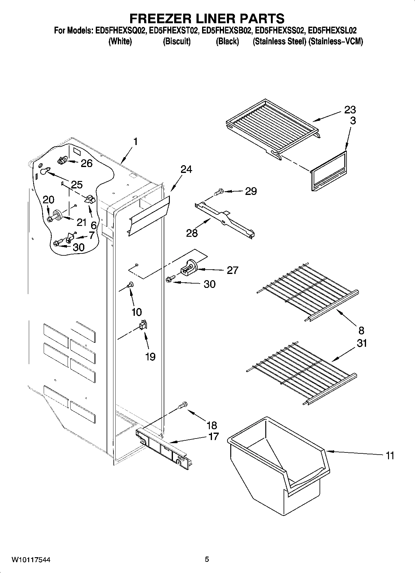 04 - FREEZER LINER PARTS