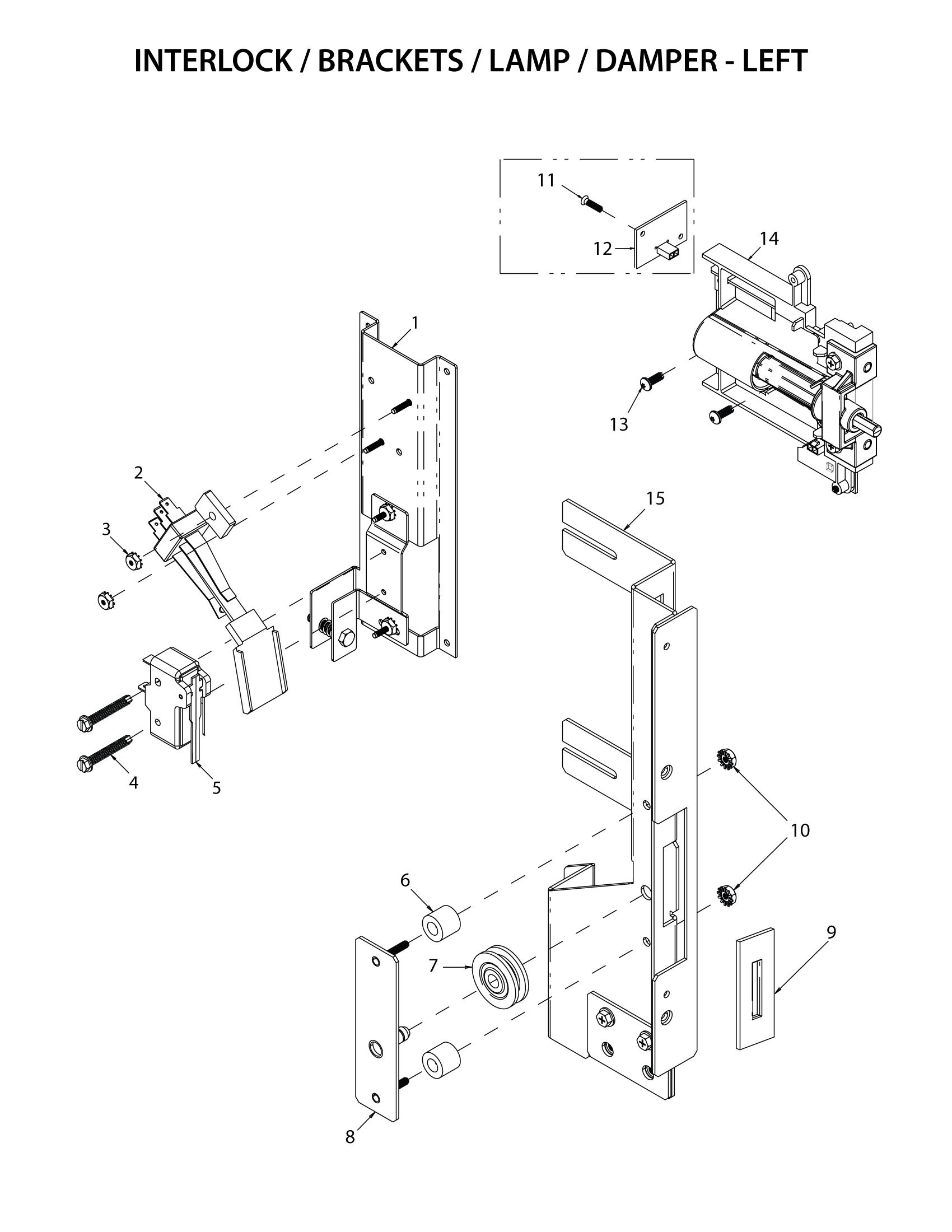 INTERLOCK / BRACKETS / LAMP / DAMPER - LEFT